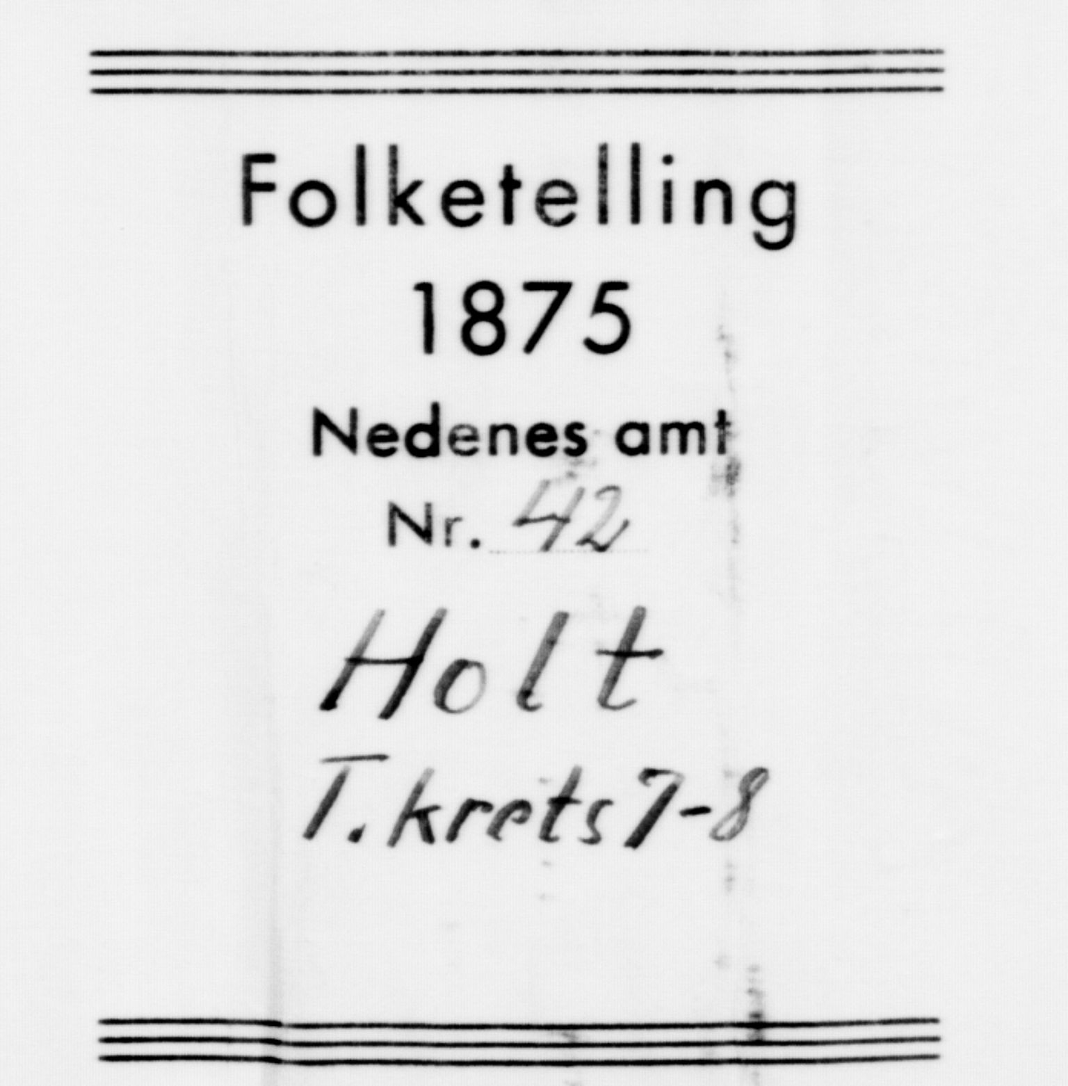 SAK, Folketelling 1875 for 0914L Holt prestegjeld, Holt sokn, 1875, s. 768