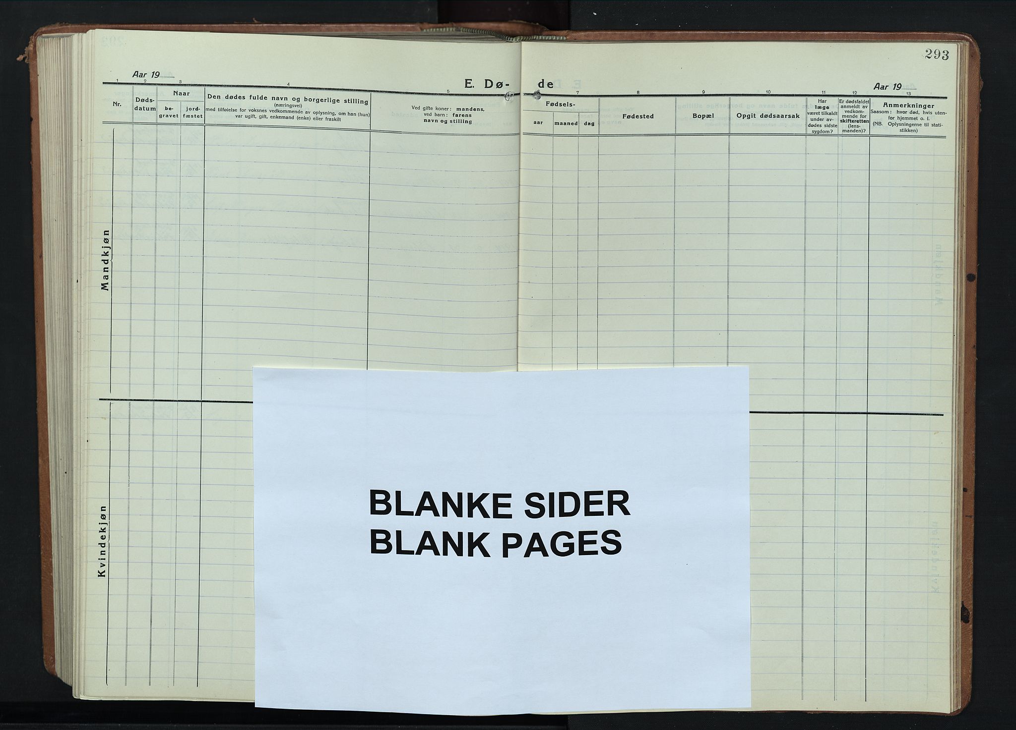 Fåberg prestekontor, AV/SAH-PREST-086/H/Ha/Hab/L0014: Klokkerbok nr. 14, 1922-1946, s. 293