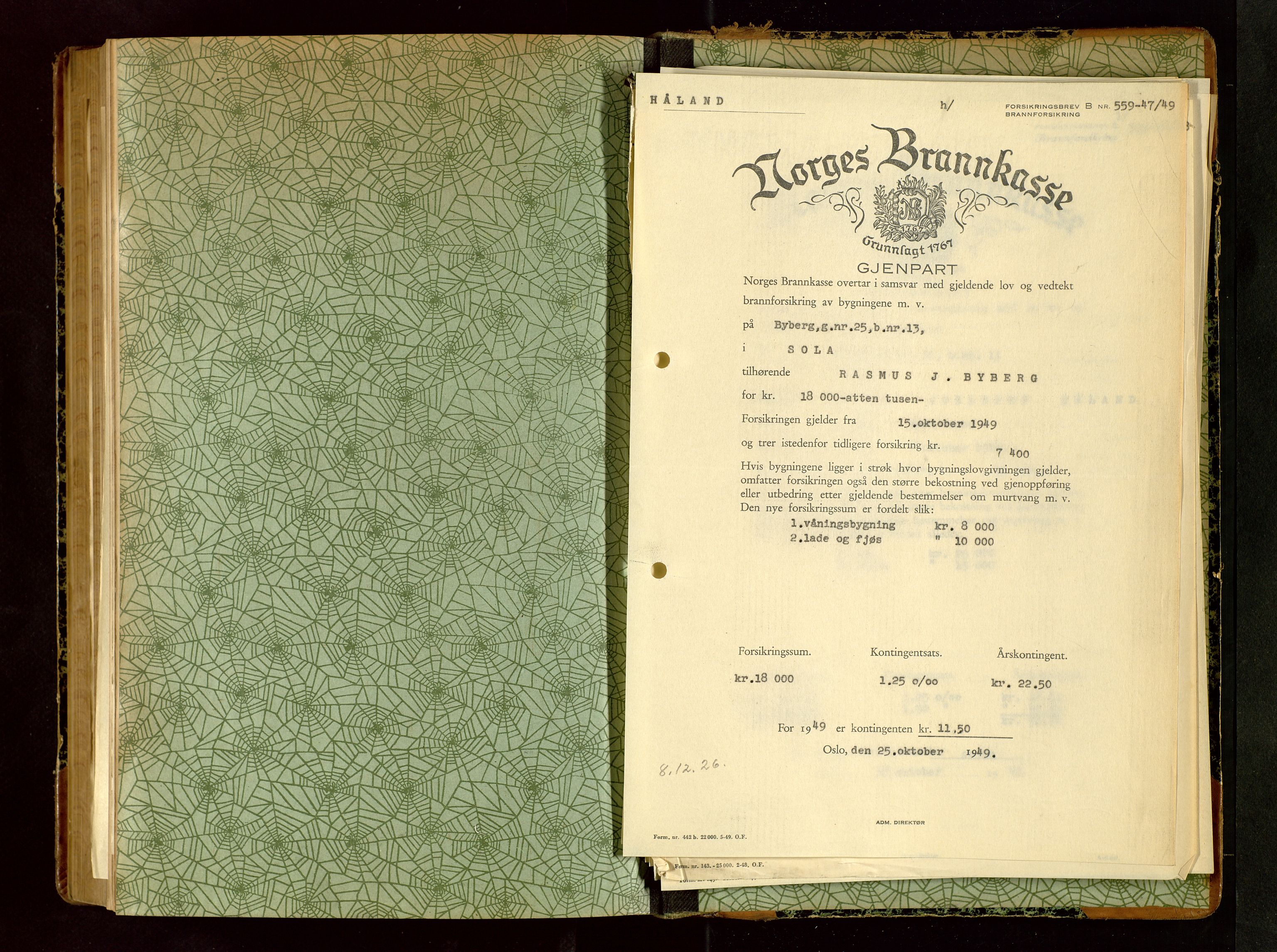 Håland lensmannskontor, SAST/A-100100/Gob/L0008: Branntakstprotokoll - skjematakst. Register i boken., 1925-1930