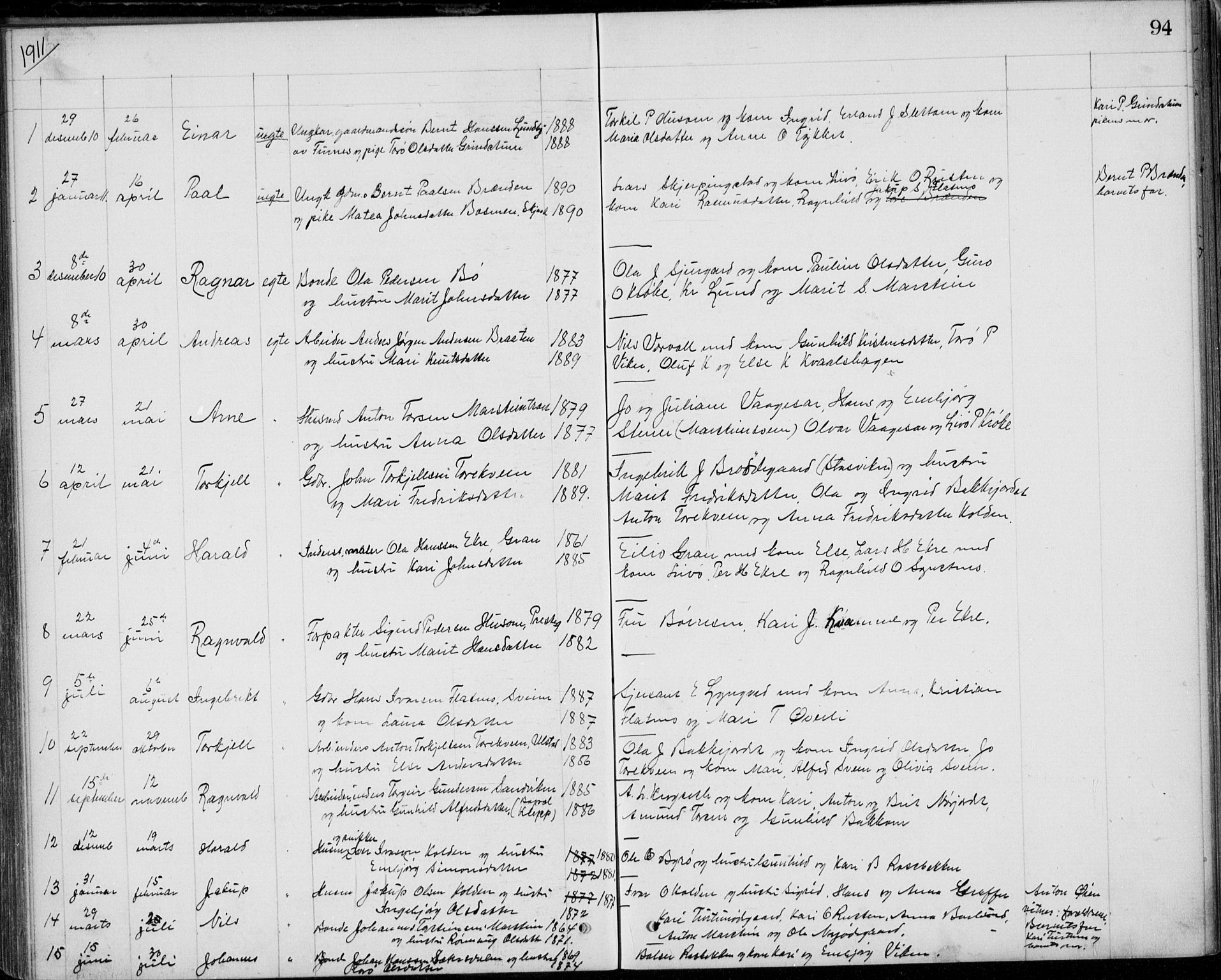 Lom prestekontor, AV/SAH-PREST-070/L/L0013: Klokkerbok nr. 13, 1874-1938, s. 94