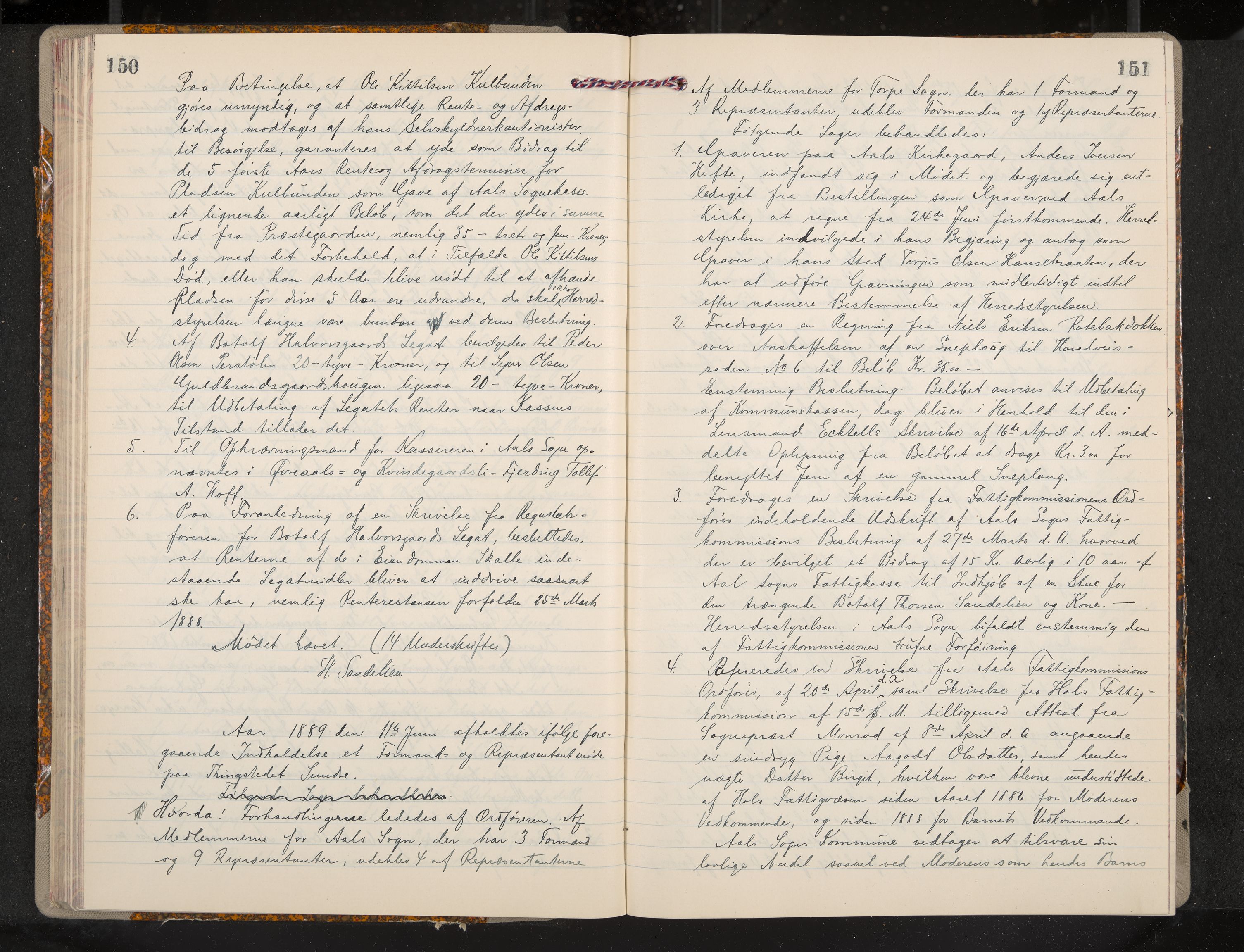 Ål formannskap og sentraladministrasjon, IKAK/0619021/A/Aa/L0004: Utskrift av møtebok, 1881-1901, s. 150-151