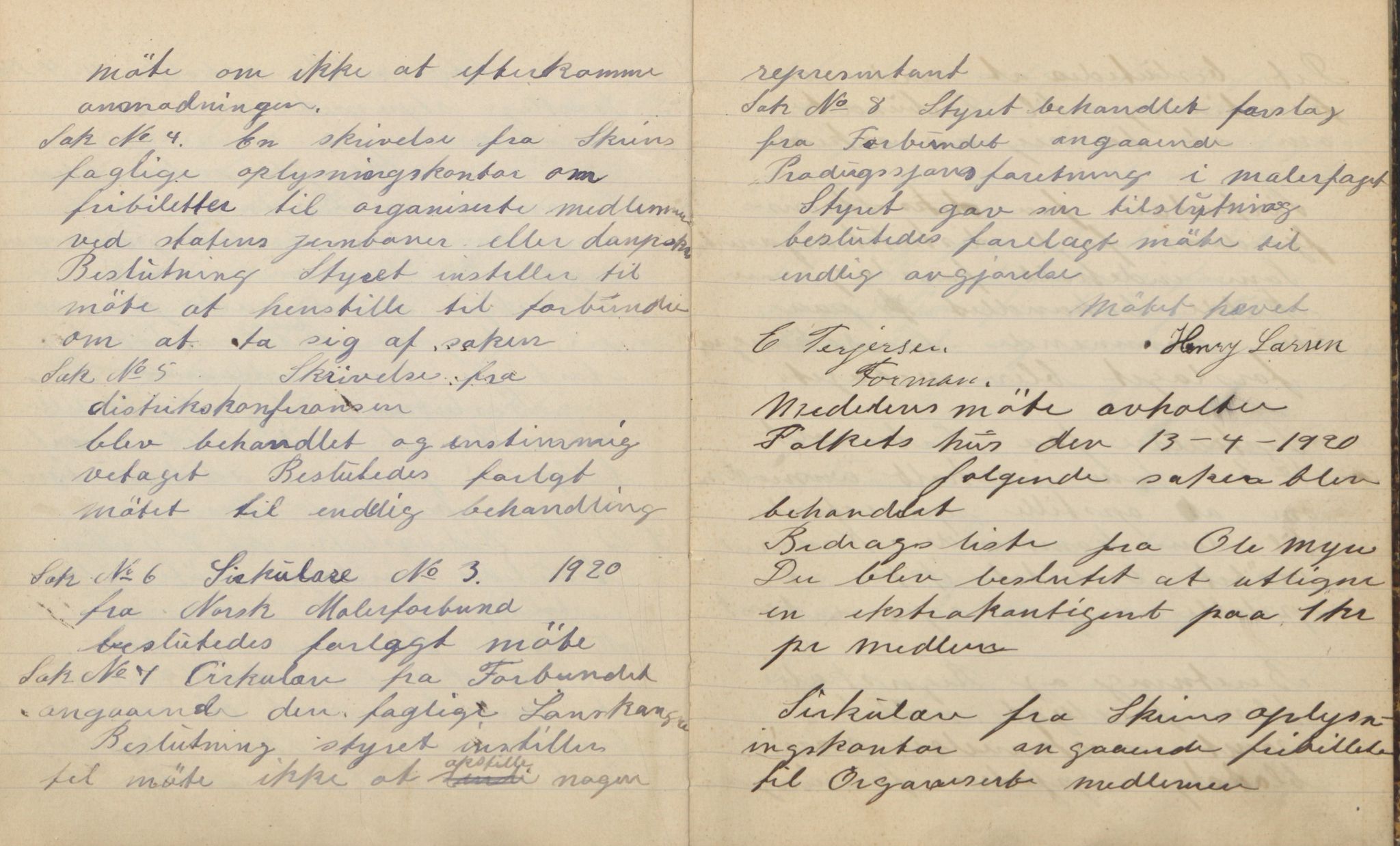 Malernes forenings arkiv, AAT/AAT-806007/A/L0001: Møtebok, 1917-1923