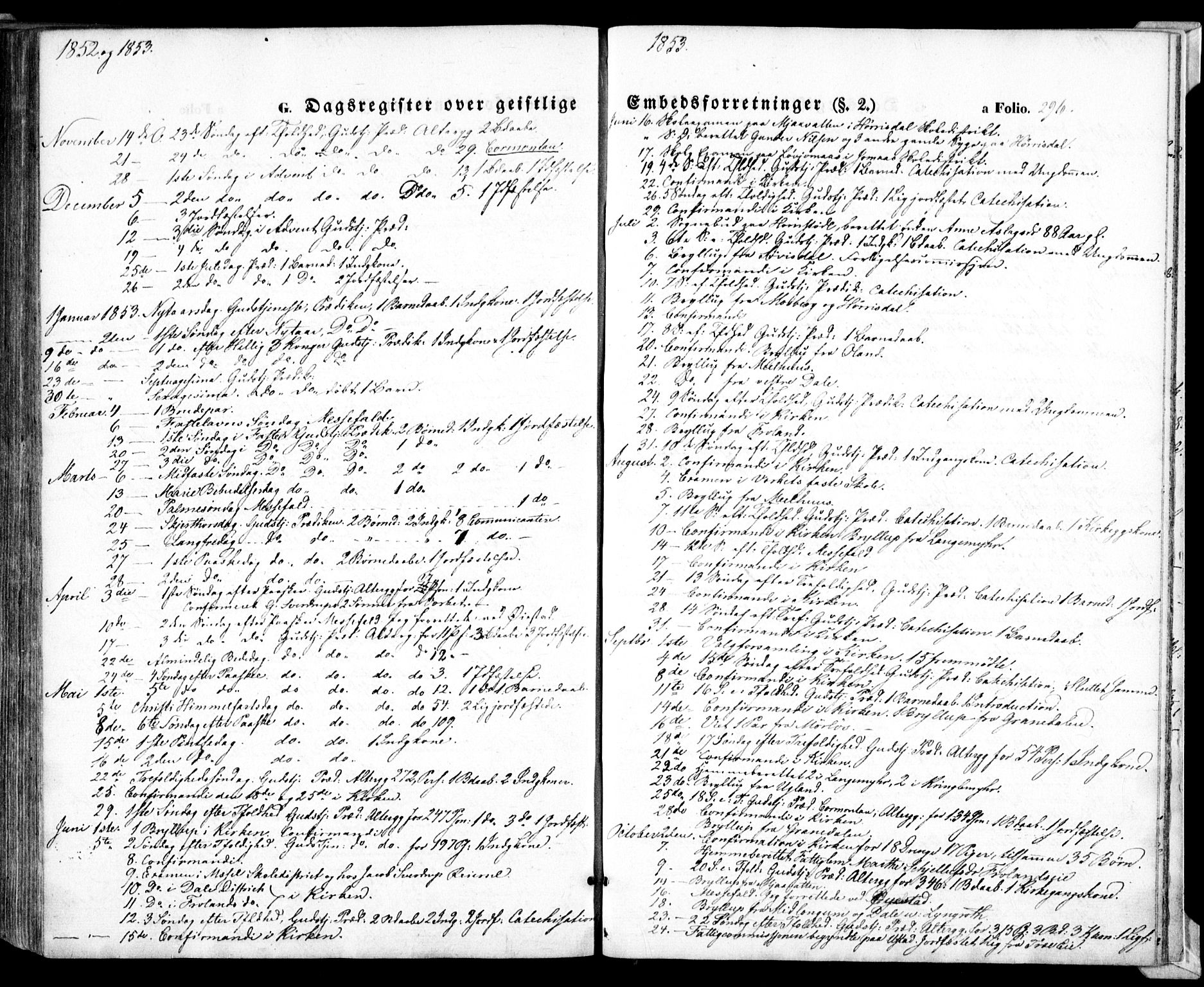 Froland sokneprestkontor, AV/SAK-1111-0013/F/Fa/L0002: Ministerialbok nr. A 2, 1845-1863, s. 296