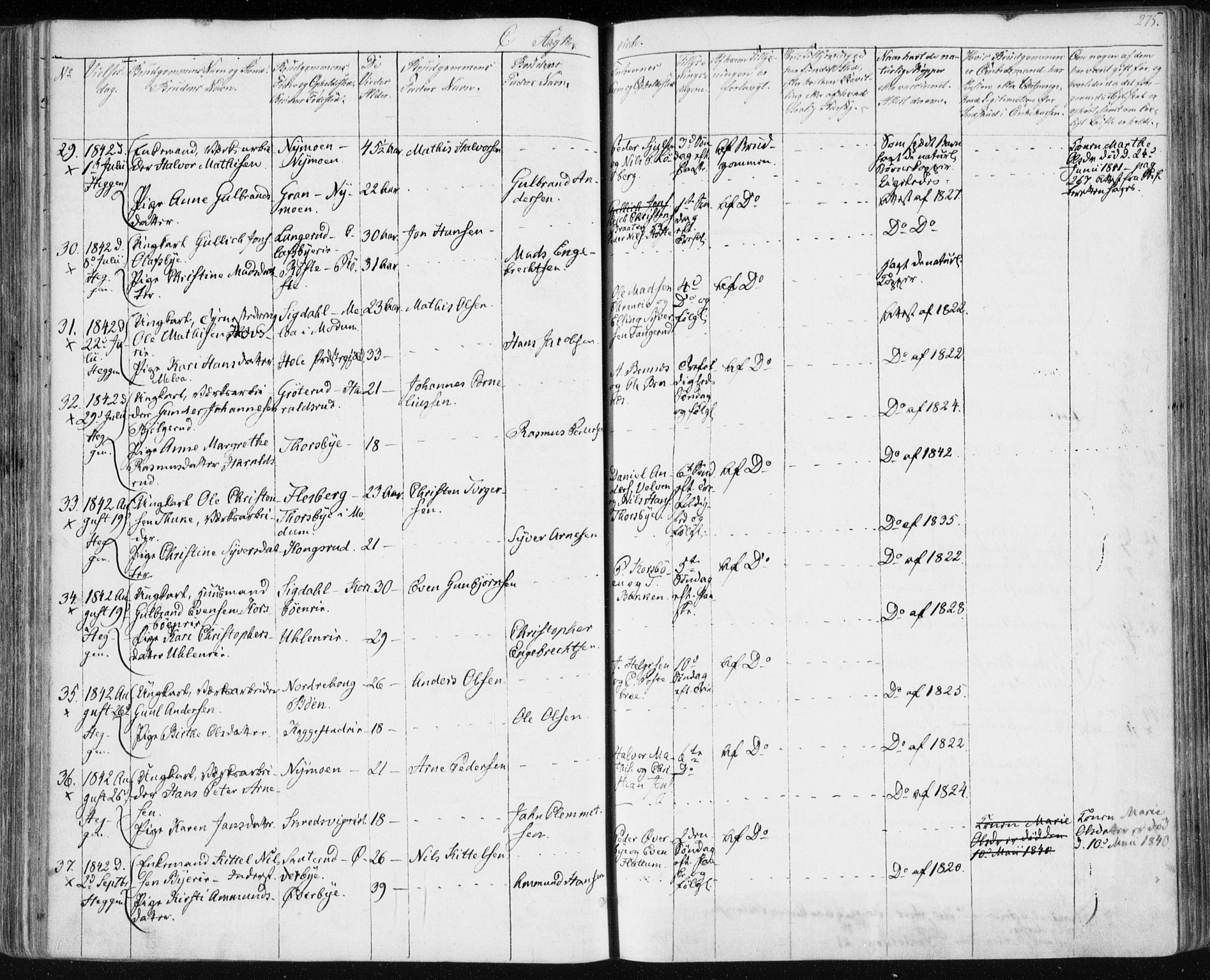 Modum kirkebøker, AV/SAKO-A-234/F/Fa/L0007: Ministerialbok nr. 7, 1841-1850, s. 275