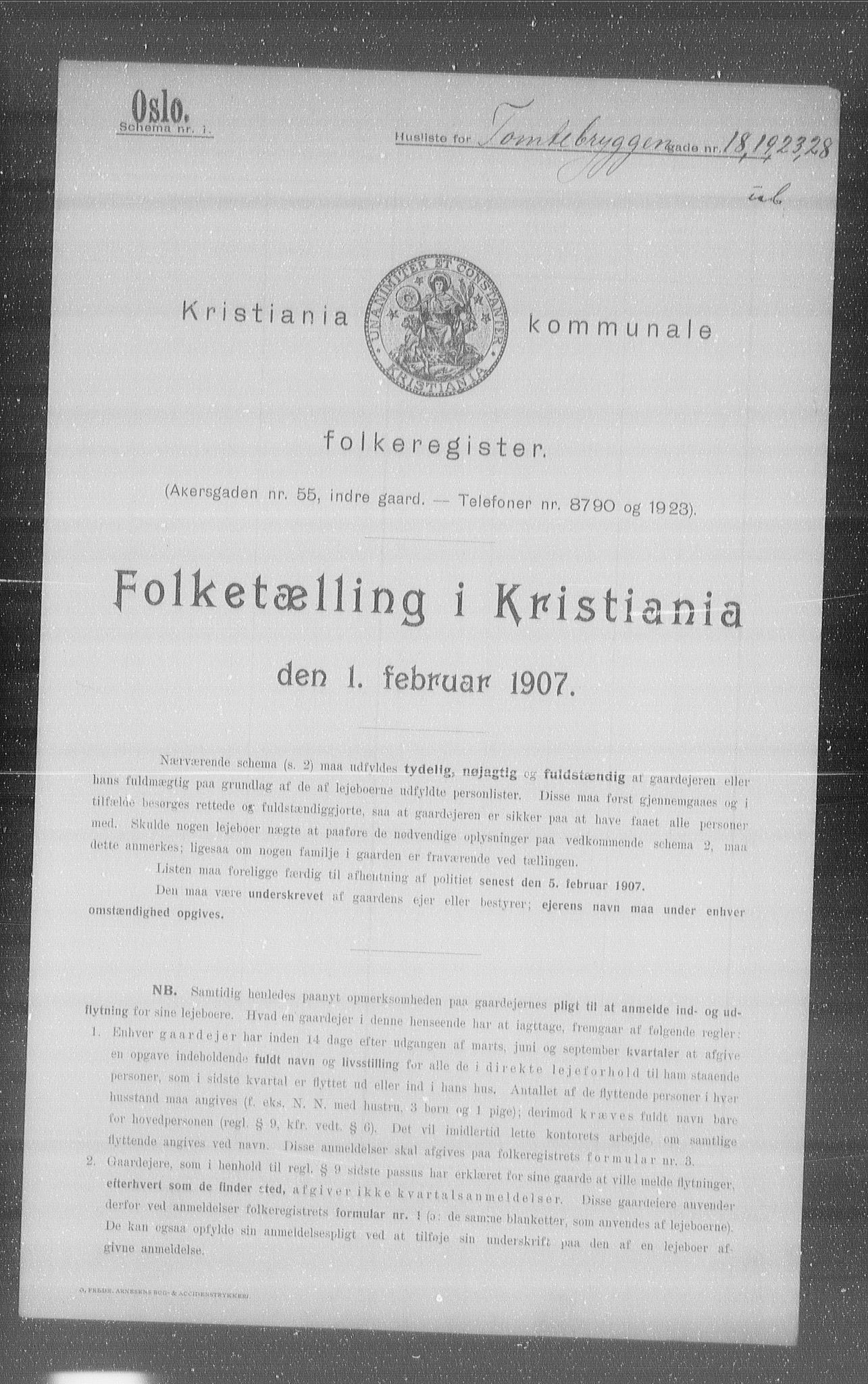 OBA, Kommunal folketelling 1.2.1907 for Kristiania kjøpstad, 1907, s. 57632