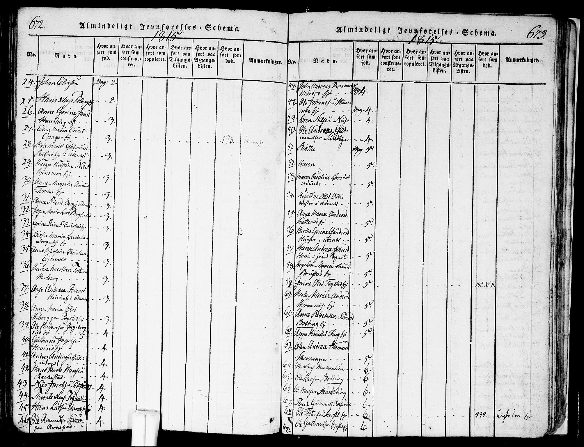 Nes prestekontor Kirkebøker, SAO/A-10410/F/Fa/L0005: Ministerialbok nr. I 5, 1815-1835, s. 672-673
