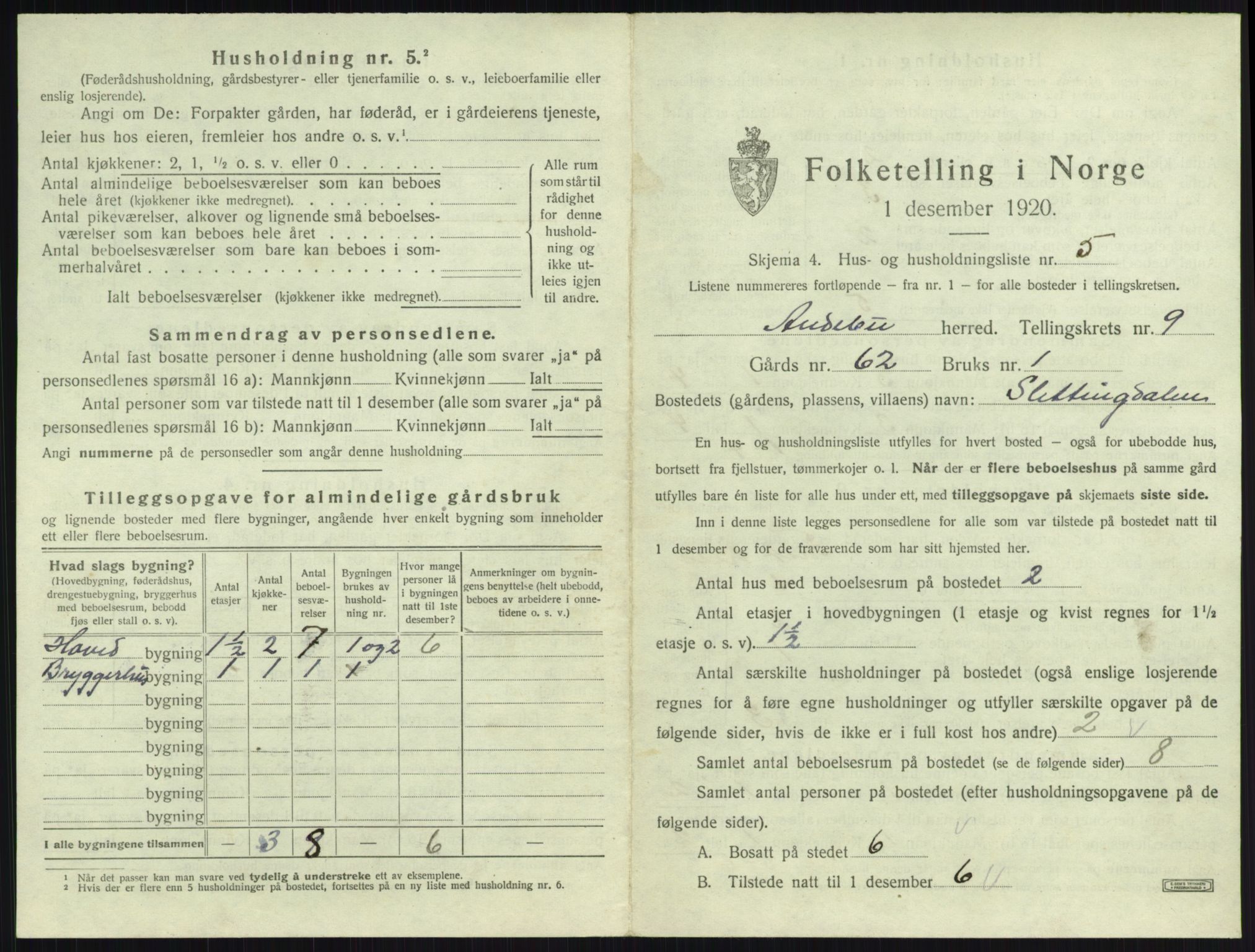 SAKO, Folketelling 1920 for 0719 Andebu herred, 1920, s. 539