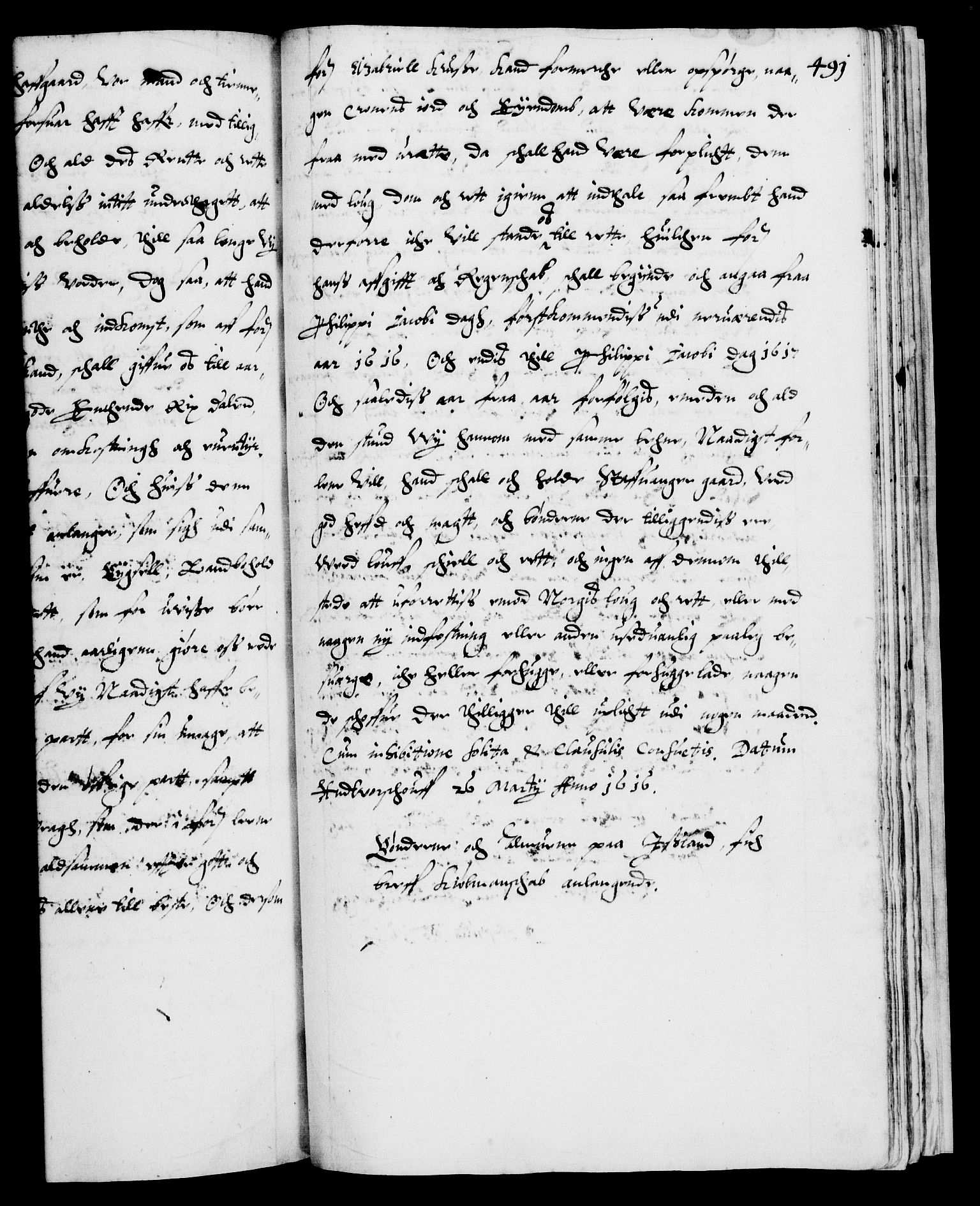 Danske Kanselli 1572-1799, RA/EA-3023/F/Fc/Fca/Fcaa/L0003: Norske registre (mikrofilm), 1596-1616, s. 491a