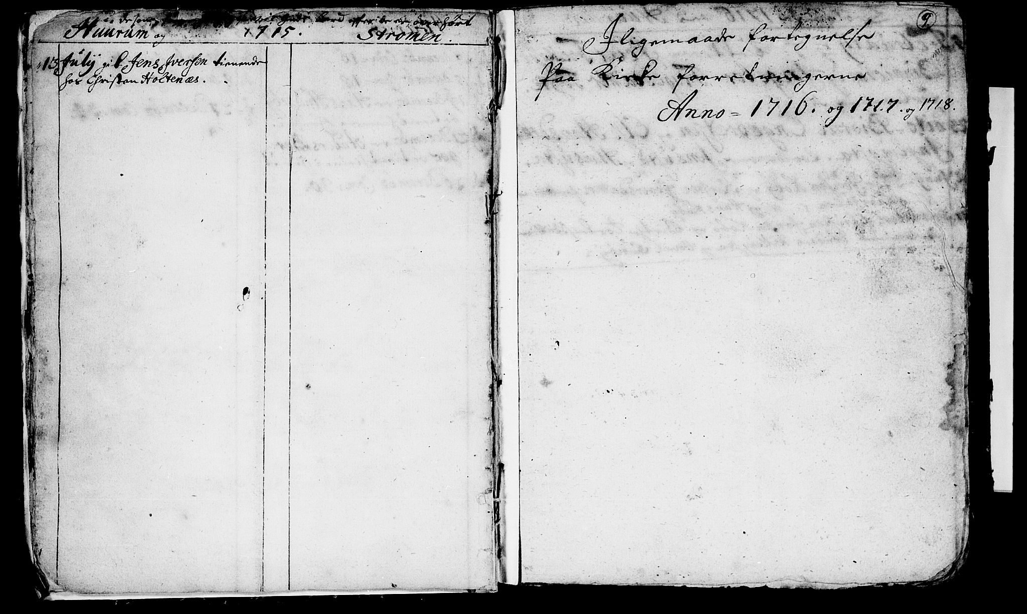 Hurum kirkebøker, AV/SAKO-A-229/F/Fa/L0001: Ministerialbok nr. 1, 1715-1732, s. 9