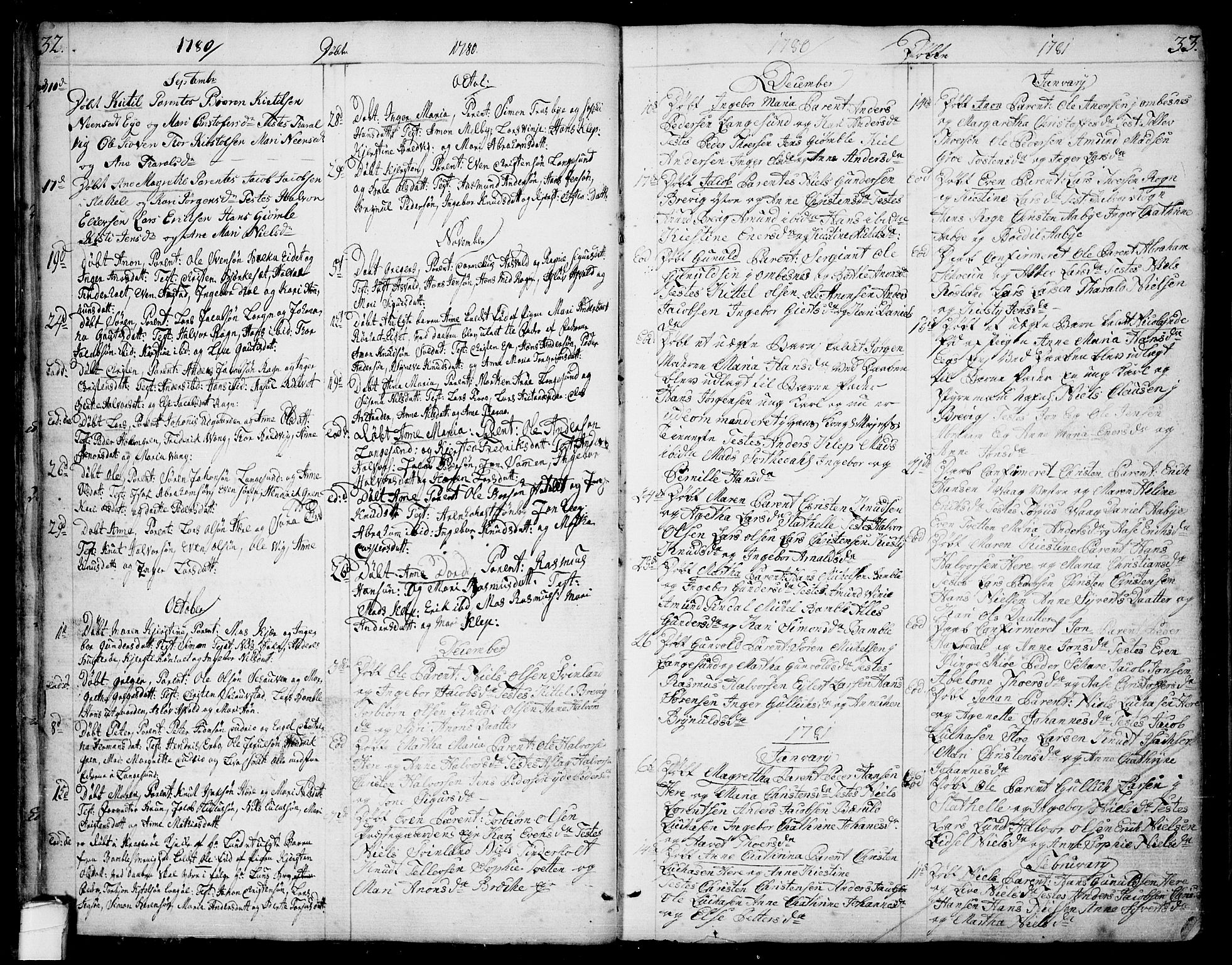 Bamble kirkebøker, AV/SAKO-A-253/F/Fa/L0002: Ministerialbok nr. I 2, 1775-1814, s. 32-33