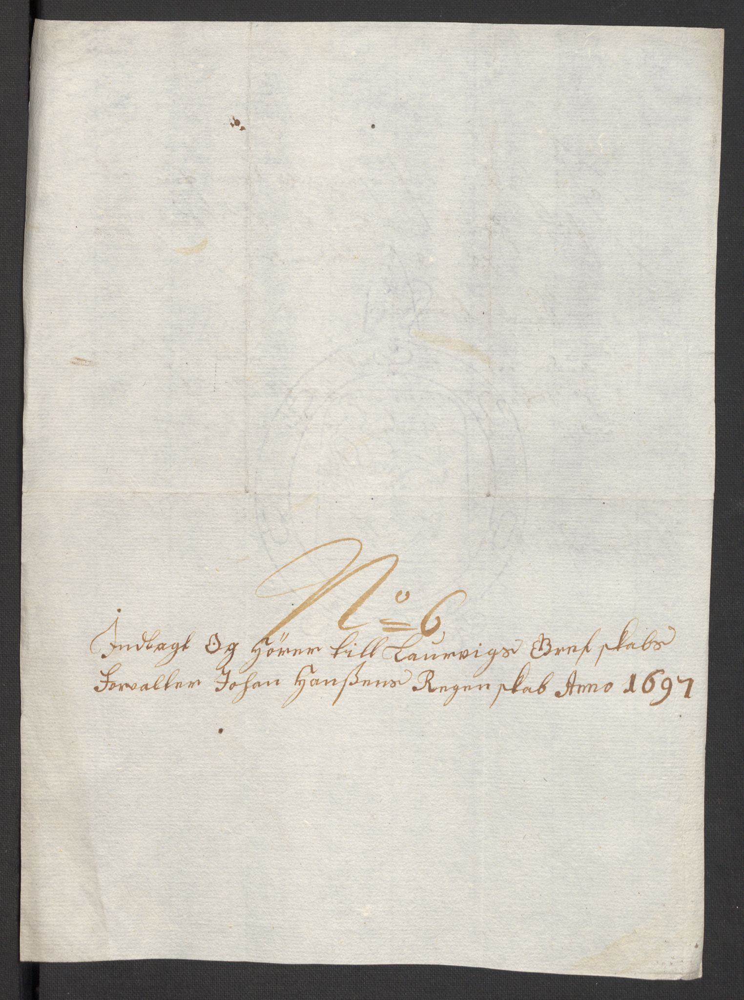Rentekammeret inntil 1814, Reviderte regnskaper, Fogderegnskap, RA/EA-4092/R33/L1975: Fogderegnskap Larvik grevskap, 1696-1697, s. 134