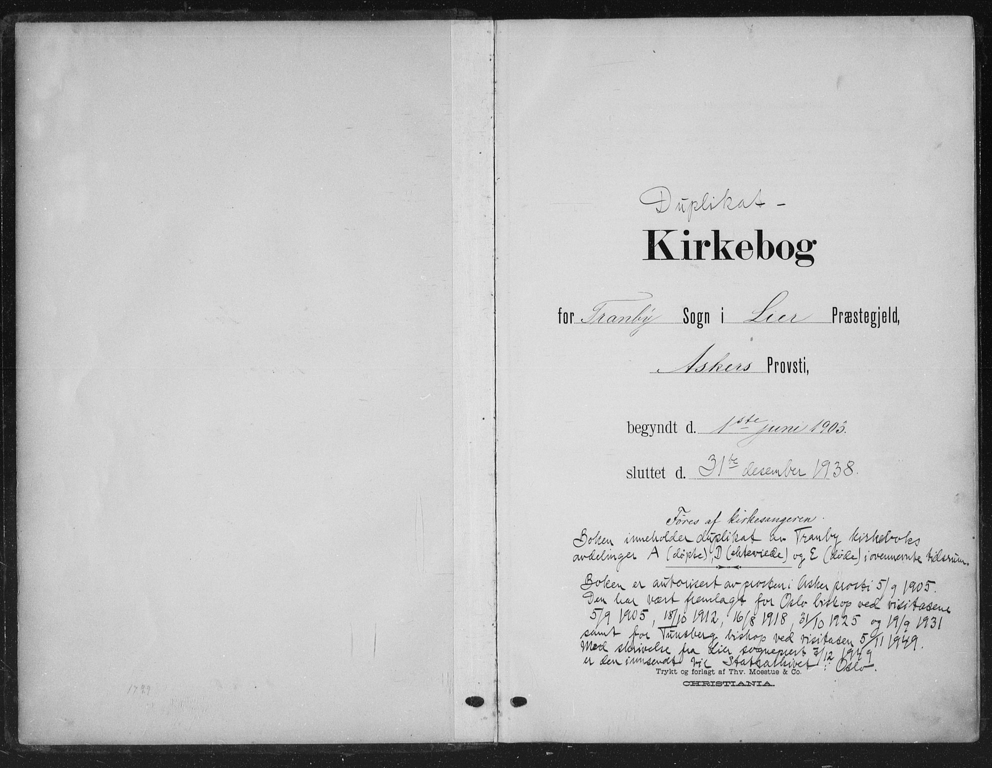 Lier kirkebøker, SAKO/A-230/G/Gc/L0002: Klokkerbok nr. III 2, 1903-1938