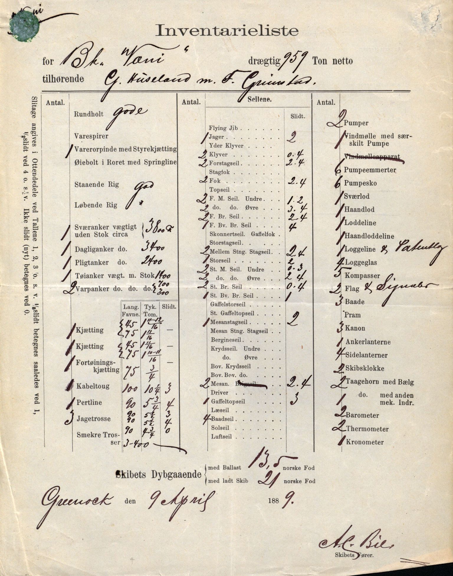 Pa 63 - Østlandske skibsassuranceforening, VEMU/A-1079/G/Ga/L0029/0005: Havaridokumenter / Empress, Else Kathrine, Elida, Vikingstad, Væni, 1892