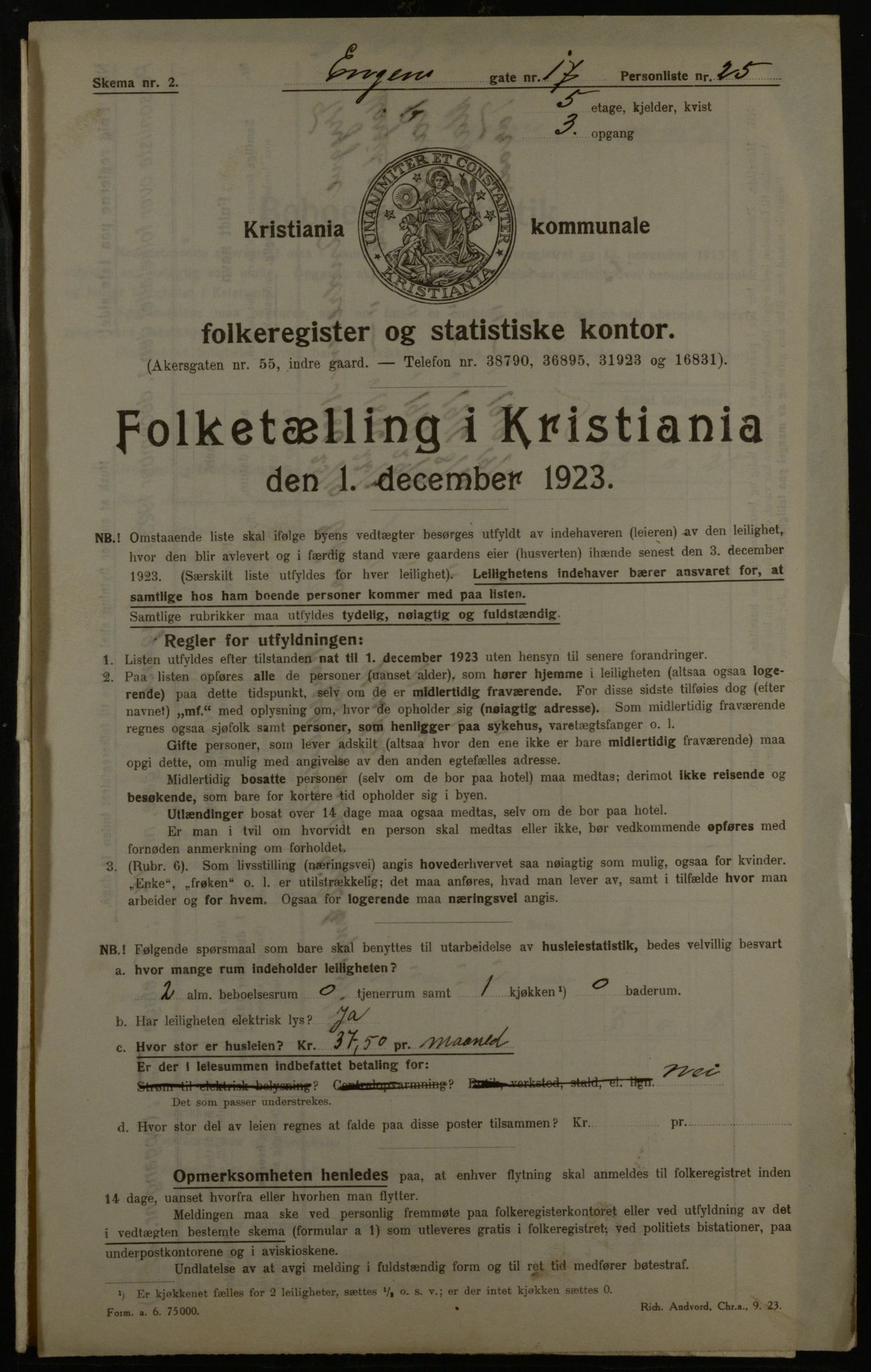 OBA, Kommunal folketelling 1.12.1923 for Kristiania, 1923, s. 24460