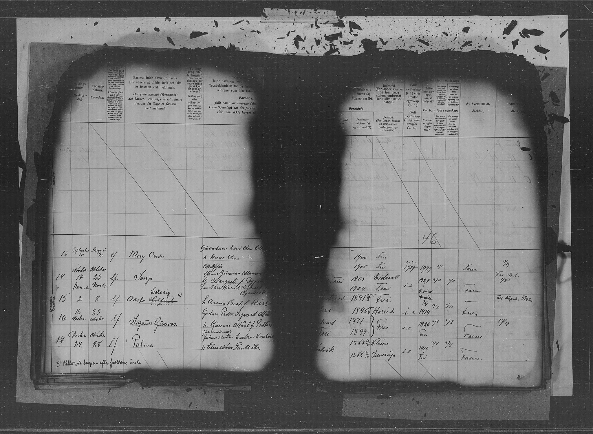 Kristiansund sokneprestkontor, AV/SAT-A-1068/1/II/II4: Fødselsregister nr. 34, 1916-1950, s. 46
