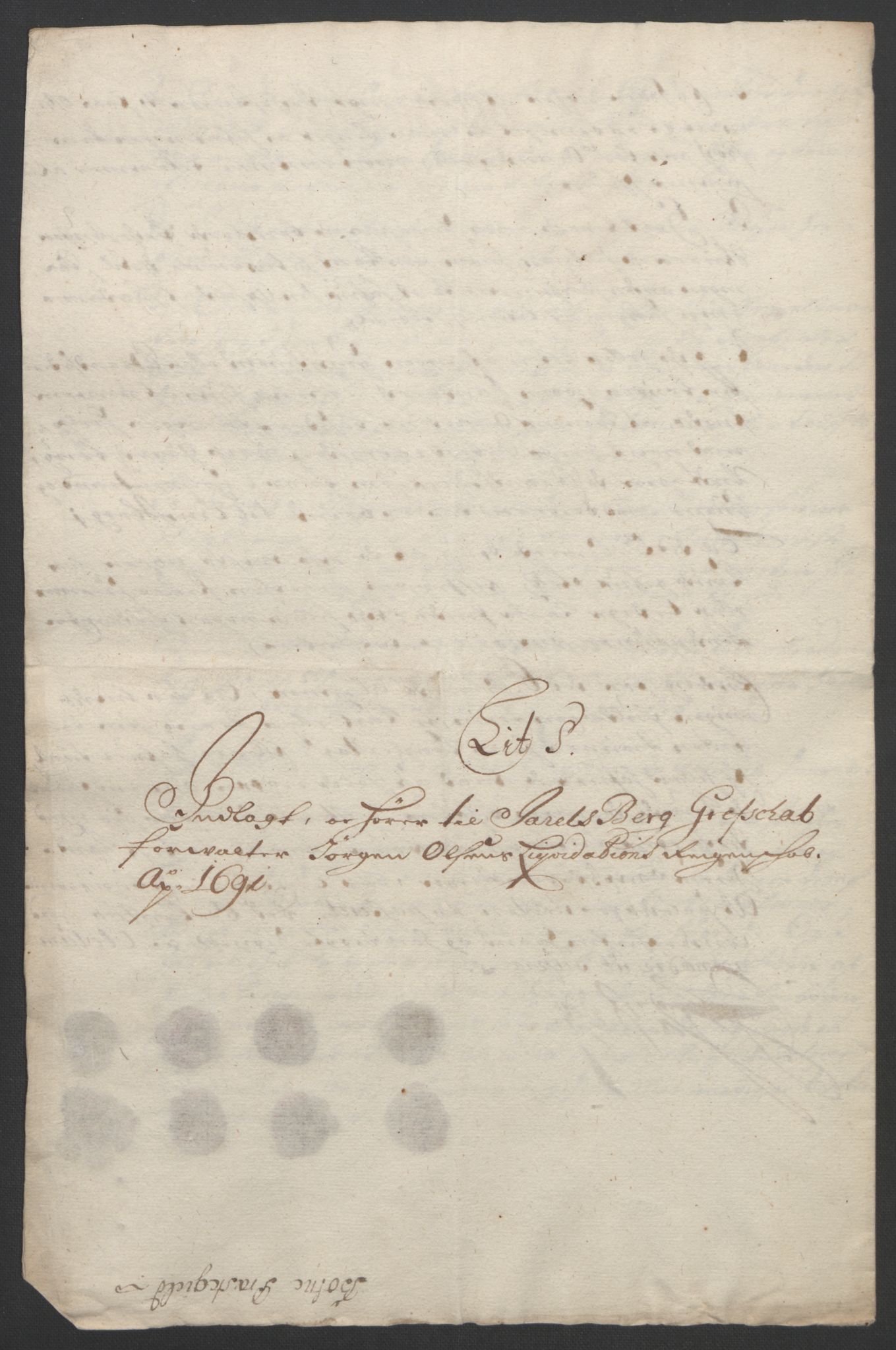 Rentekammeret inntil 1814, Reviderte regnskaper, Fogderegnskap, AV/RA-EA-4092/R32/L1864: Fogderegnskap Jarlsberg grevskap, 1691, s. 441