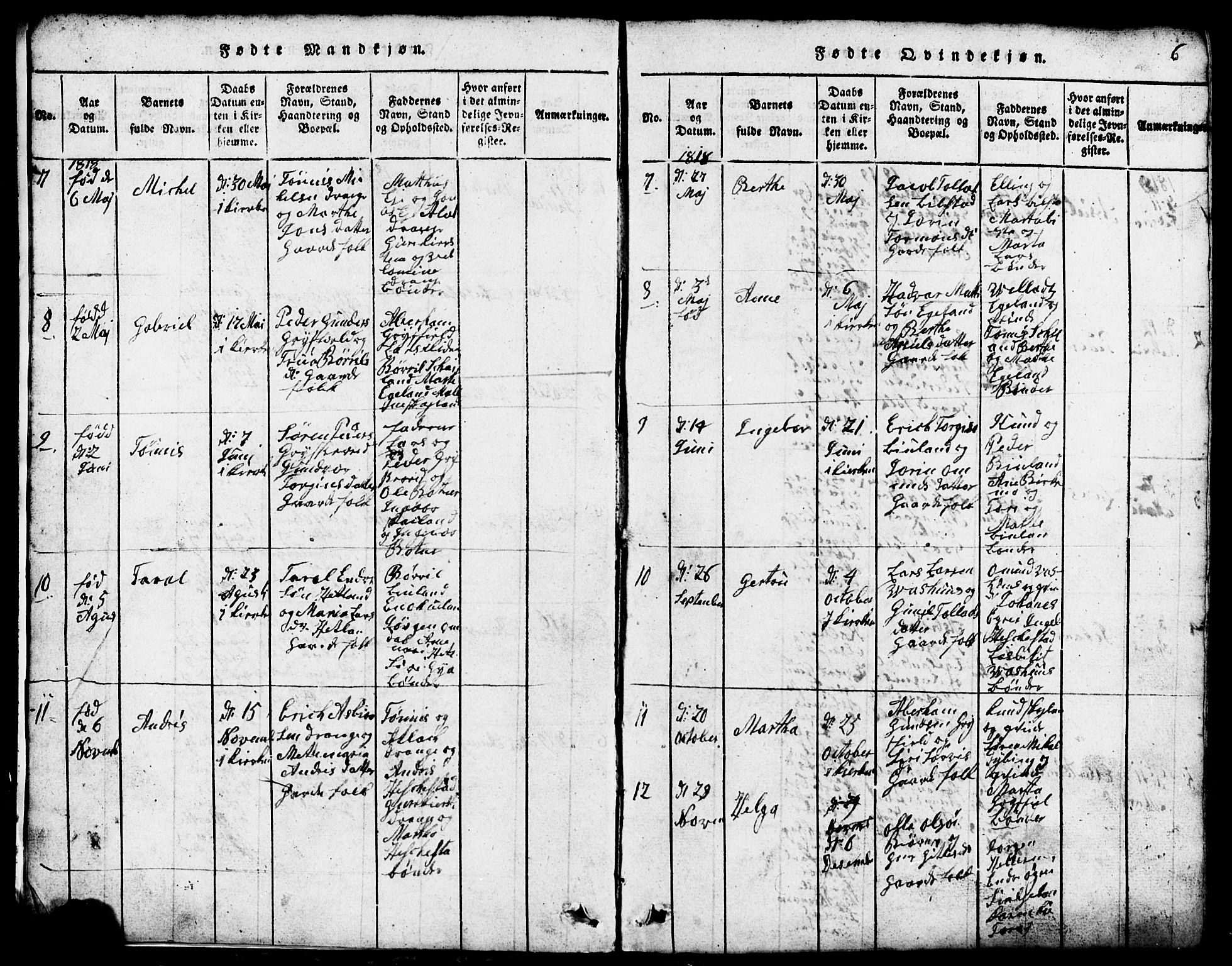 Lund sokneprestkontor, AV/SAST-A-101809/S07/L0001: Klokkerbok nr. B 1, 1815-1853, s. 6