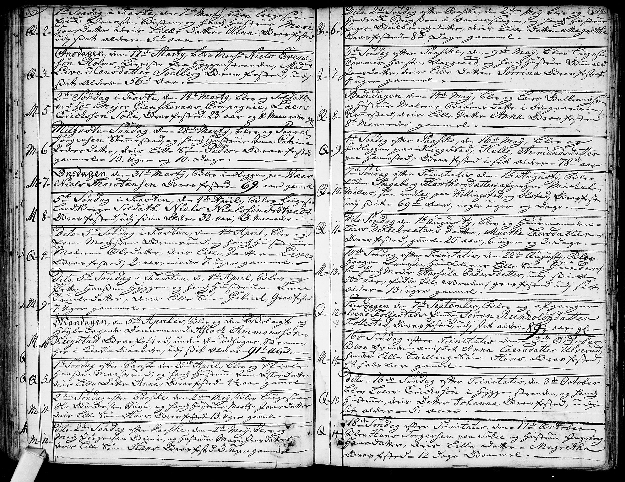 Røyken kirkebøker, AV/SAKO-A-241/G/Ga/L0001: Klokkerbok nr. 1, 1740-1768, s. 358-359