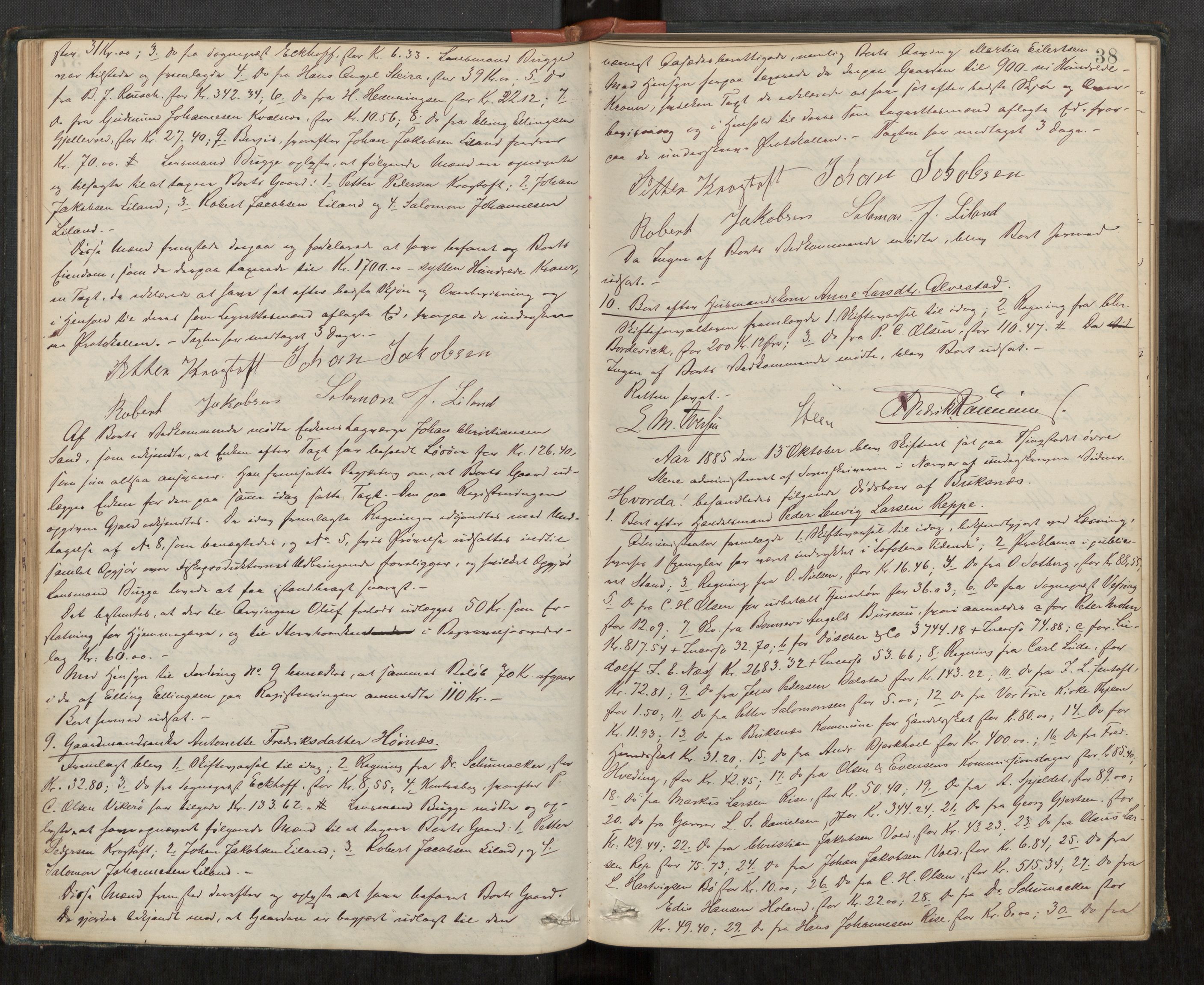 Lofoten sorenskriveri, AV/SAT-A-0017/1/3/3B/L0002: Skifteforhandlings-protokoll, 1884-1891, s. 38
