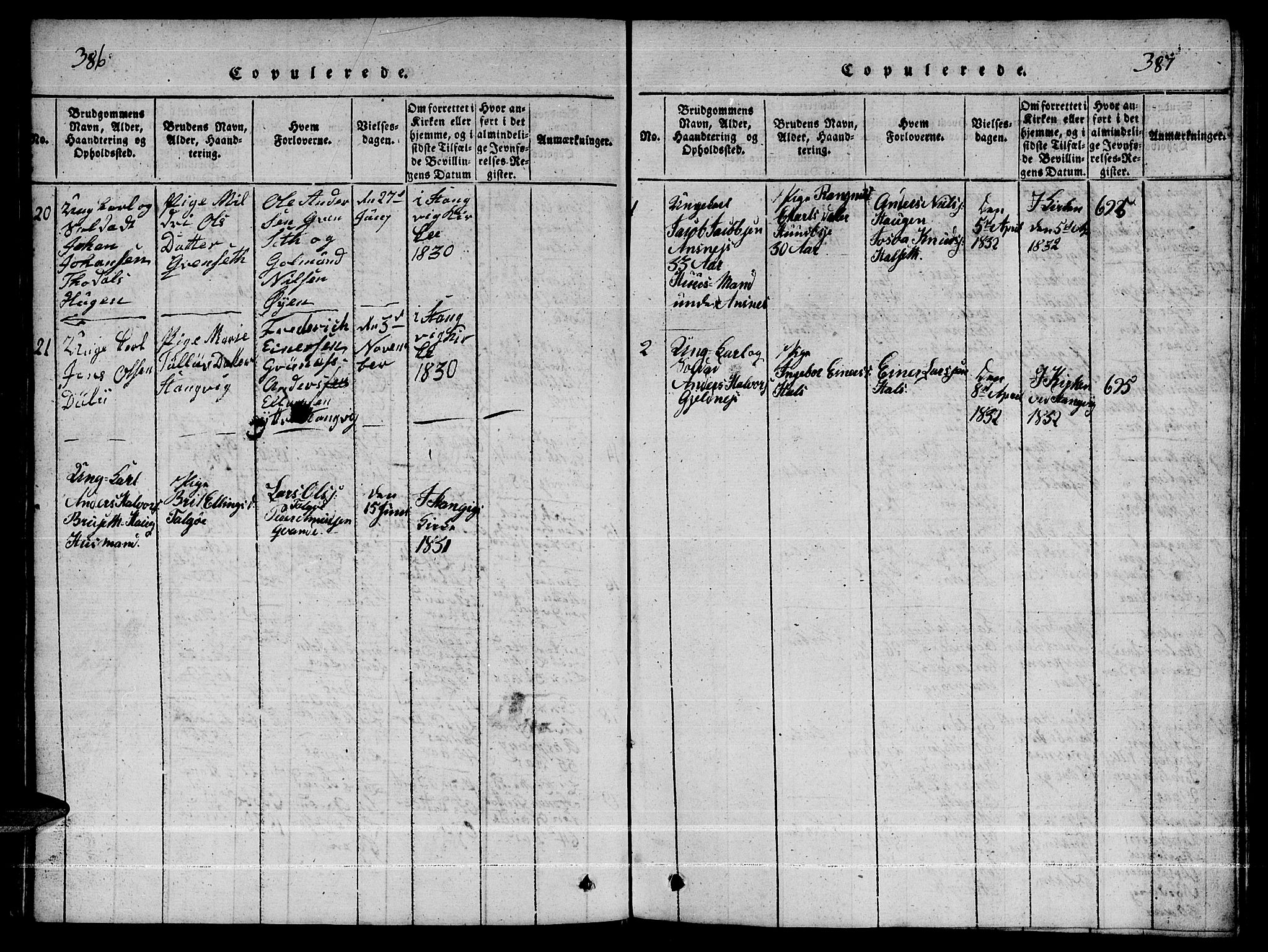 Ministerialprotokoller, klokkerbøker og fødselsregistre - Møre og Romsdal, AV/SAT-A-1454/592/L1031: Klokkerbok nr. 592C01, 1820-1833, s. 386-387