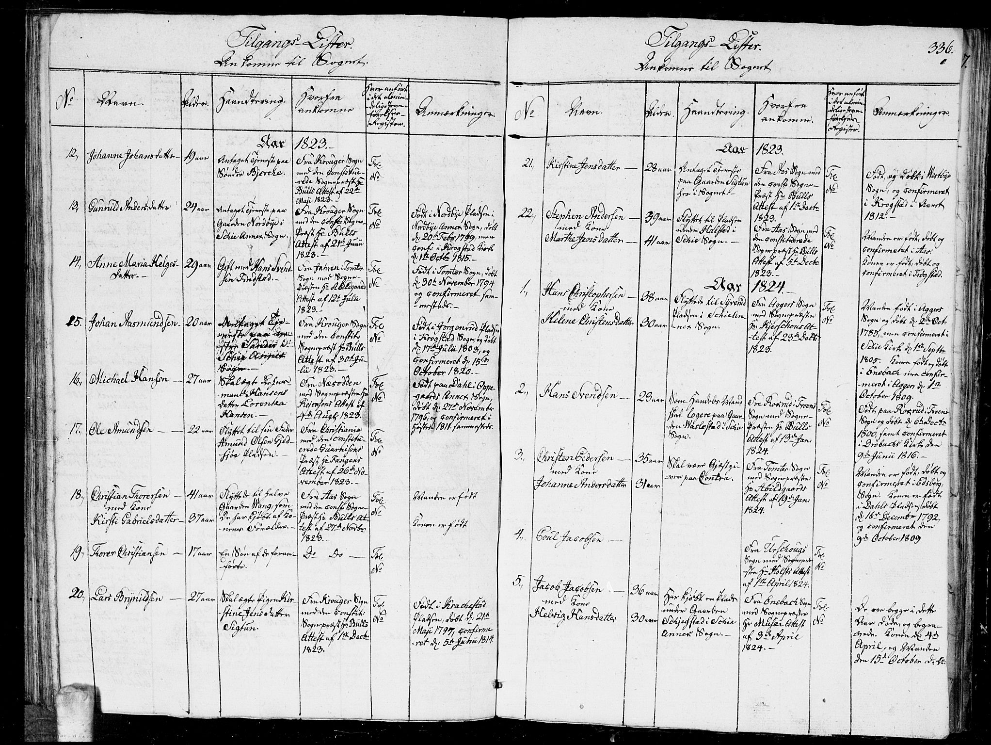 Kråkstad prestekontor Kirkebøker, AV/SAO-A-10125a/G/Ga/L0001: Klokkerbok nr. I 1, 1813-1824, s. 336e