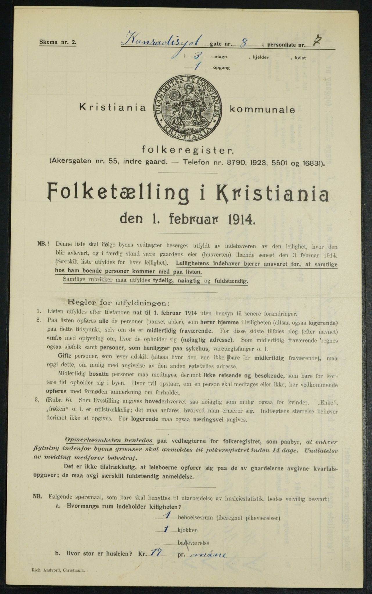 OBA, Kommunal folketelling 1.2.1914 for Kristiania, 1914, s. 13749