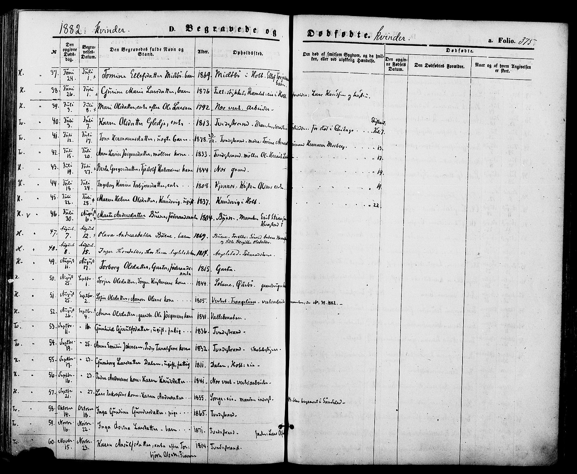 Holt sokneprestkontor, AV/SAK-1111-0021/F/Fa/L0010: Ministerialbok nr. A 10, 1872-1885, s. 375