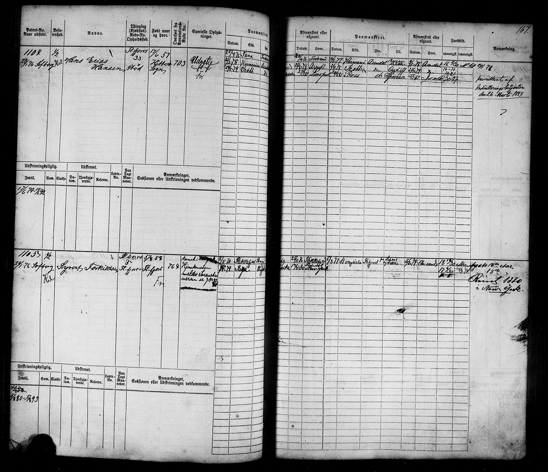 Flekkefjord mønstringskrets, SAK/2031-0018/F/Fb/L0009: Hovedrulle nr 771-1533, Æ-6, 1868-1900, s. 170