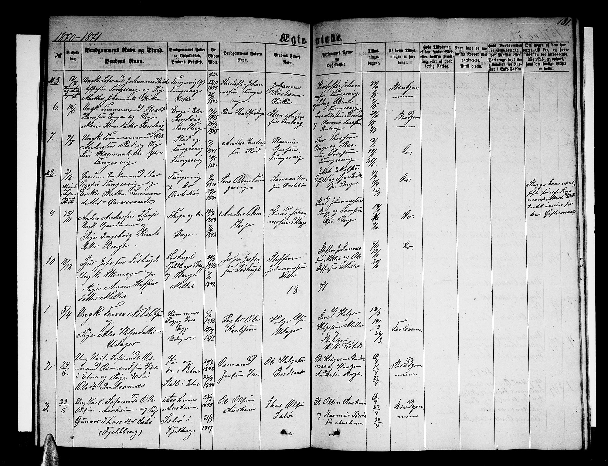 Skånevik sokneprestembete, AV/SAB-A-77801/H/Hab: Klokkerbok nr. A 1, 1860-1887, s. 131