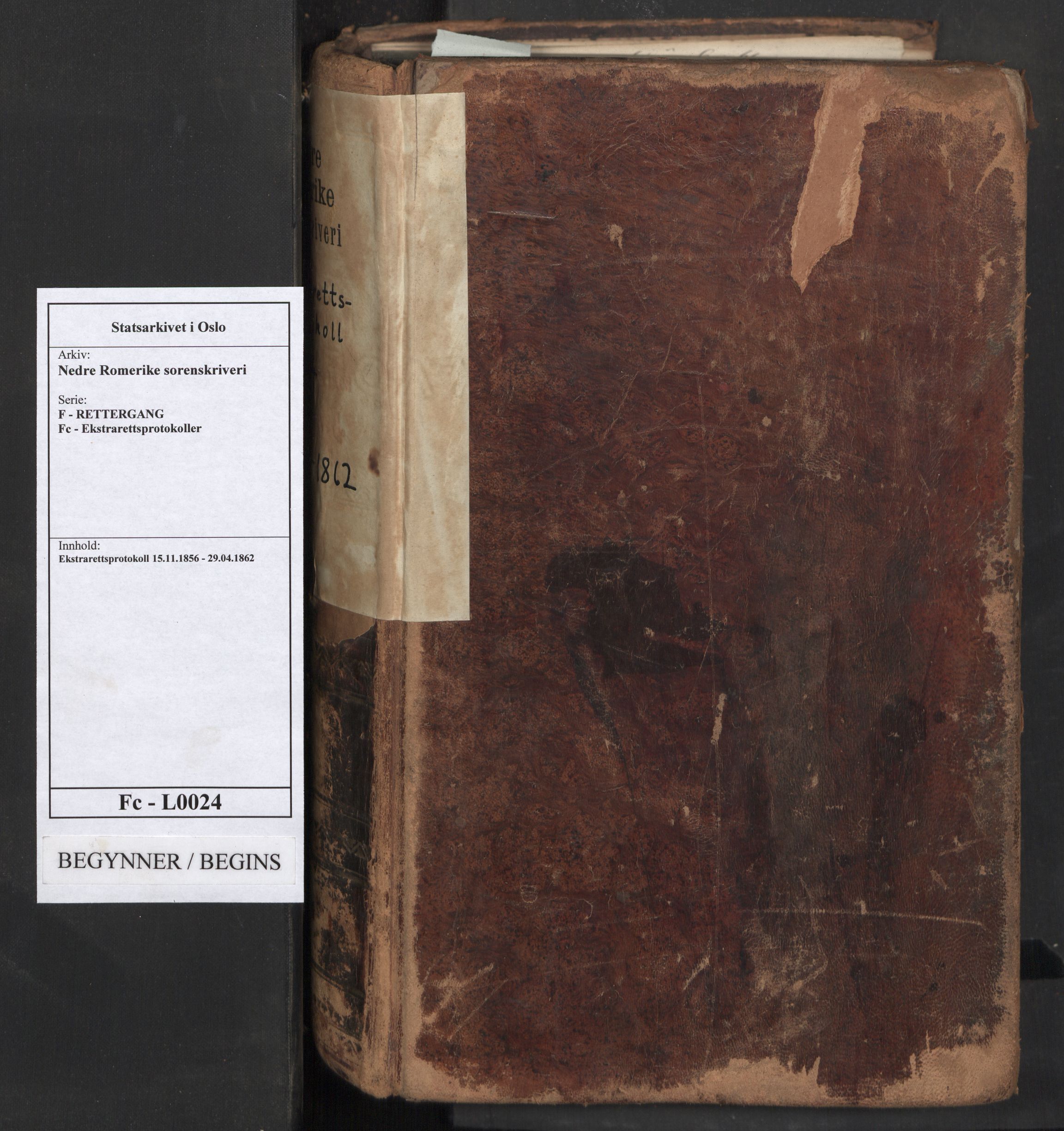 Nedre Romerike sorenskriveri, SAO/A-10469/F/Fc/L0024: Ekstrarettsprotokoll, 1856-1862