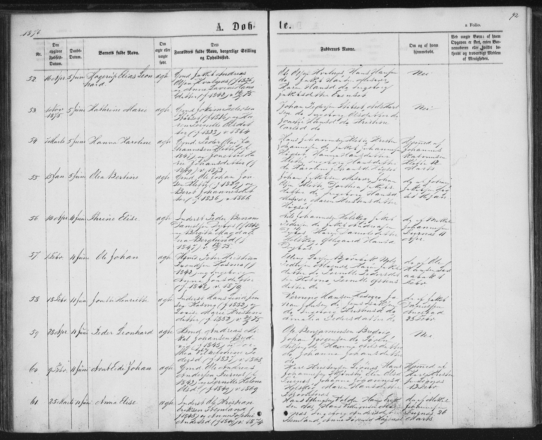 Ministerialprotokoller, klokkerbøker og fødselsregistre - Nordland, SAT/A-1459/852/L0739: Ministerialbok nr. 852A09, 1866-1877, s. 92