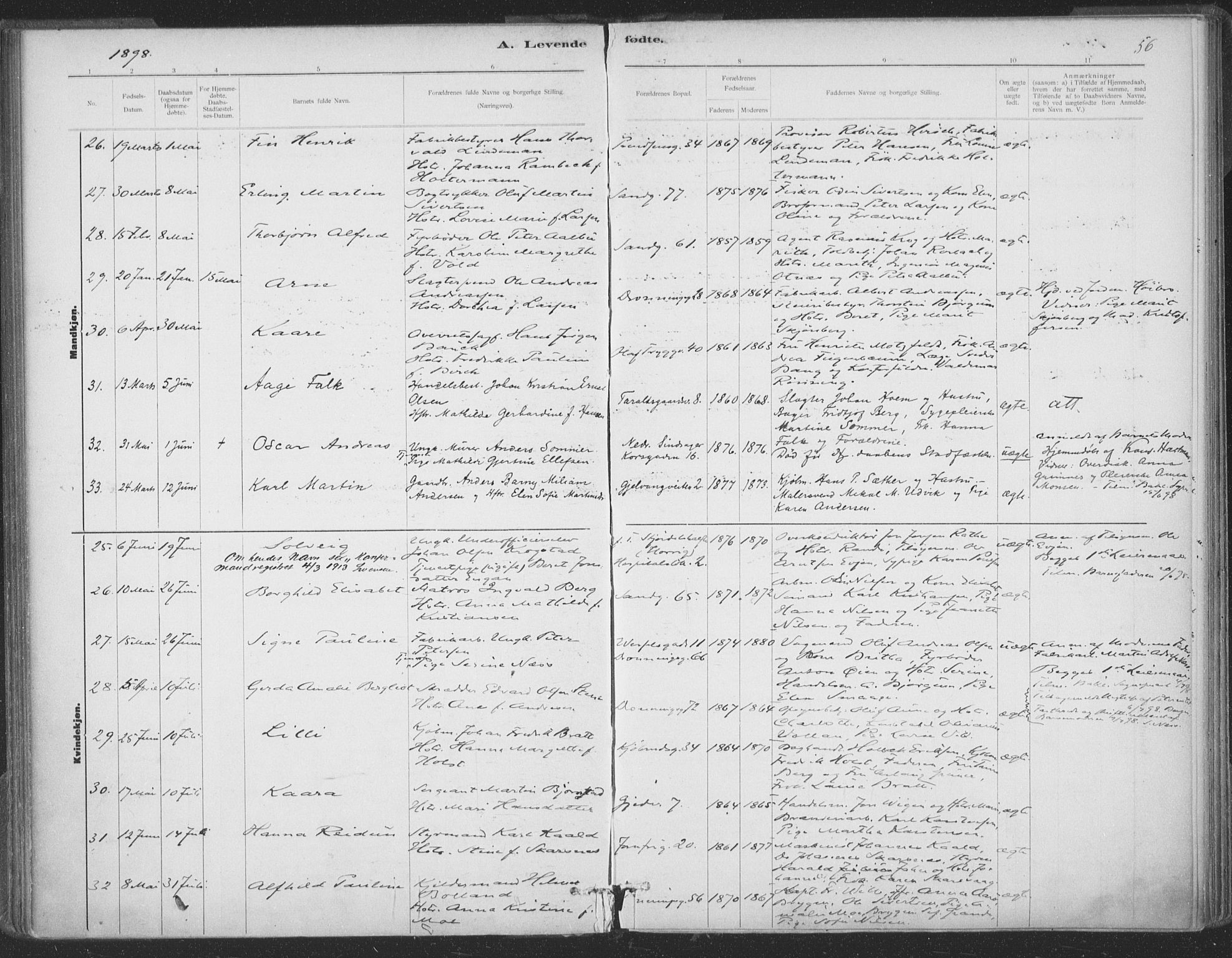 Ministerialprotokoller, klokkerbøker og fødselsregistre - Sør-Trøndelag, AV/SAT-A-1456/602/L0122: Ministerialbok nr. 602A20, 1892-1908, s. 56