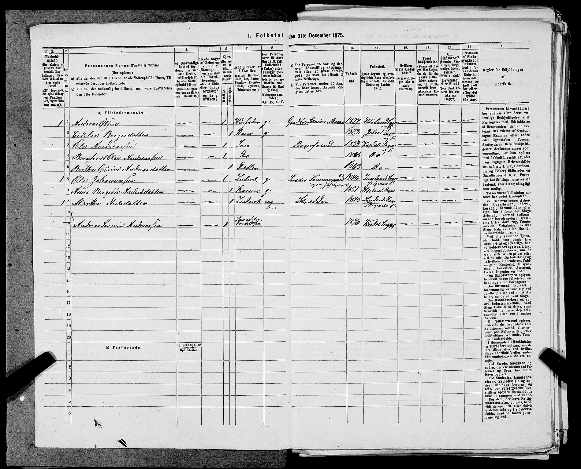 SAST, Folketelling 1875 for 1157P Vikedal prestegjeld, 1875, s. 816