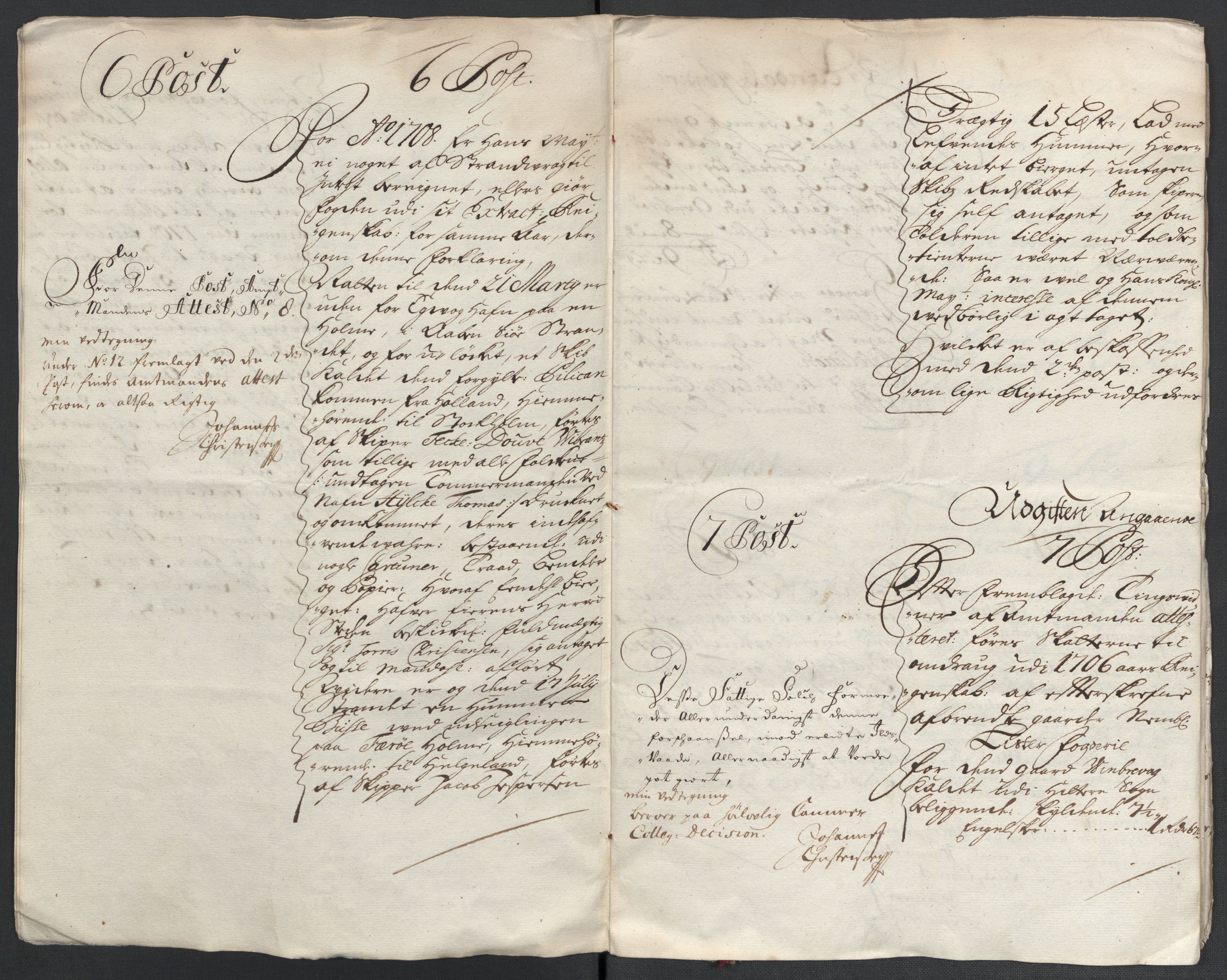 Rentekammeret inntil 1814, Reviderte regnskaper, Fogderegnskap, AV/RA-EA-4092/R43/L2552: Fogderegnskap Lista og Mandal, 1705-1709, s. 359