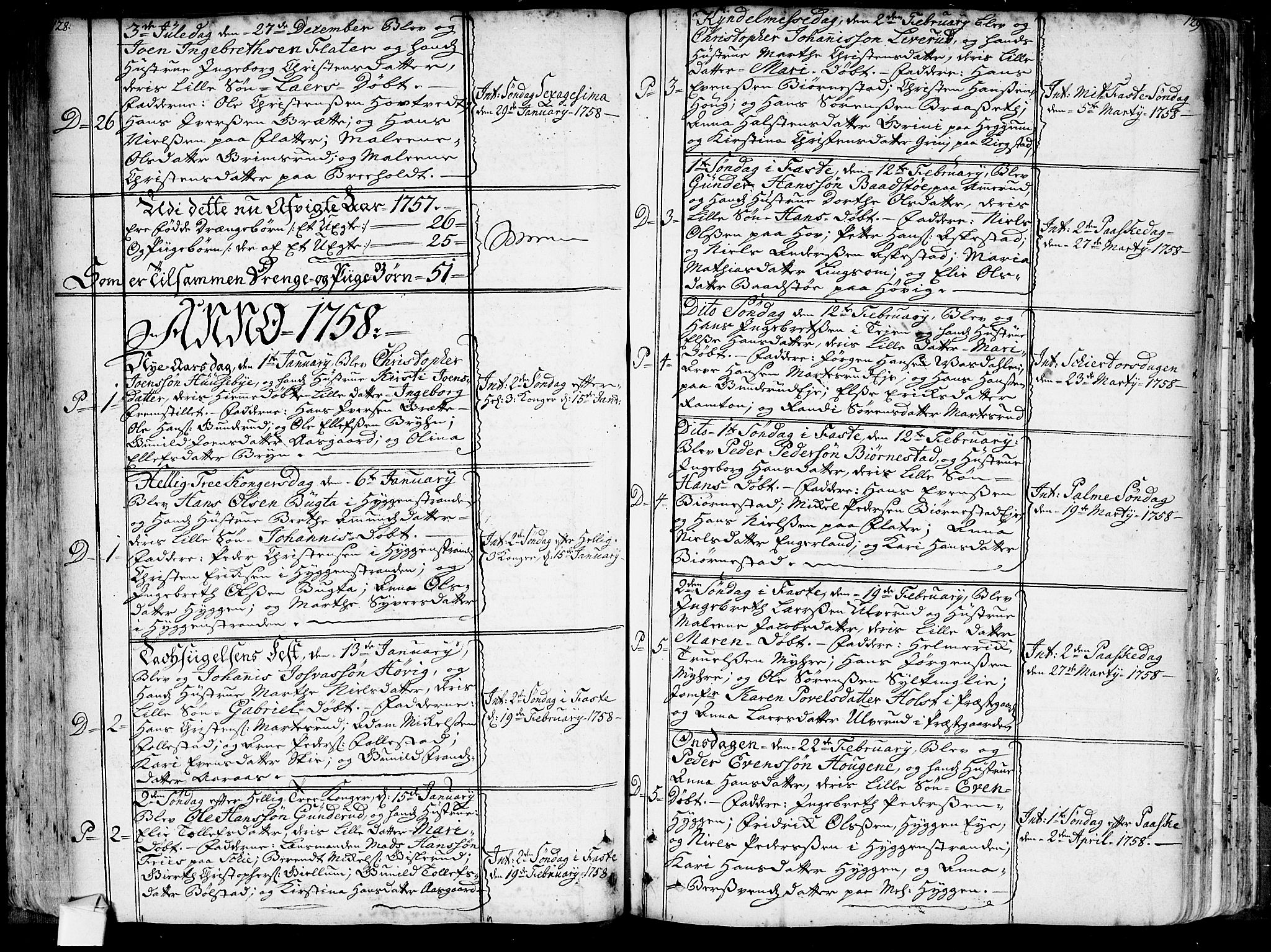 Røyken kirkebøker, AV/SAKO-A-241/G/Ga/L0001: Klokkerbok nr. 1, 1740-1768, s. 128-129