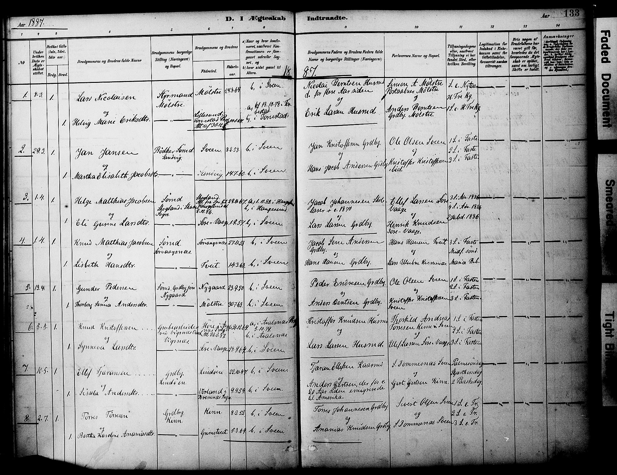 Sveio Sokneprestembete, AV/SAB-A-78501/H/Haa: Ministerialbok nr. B 2, 1883-1894, s. 133