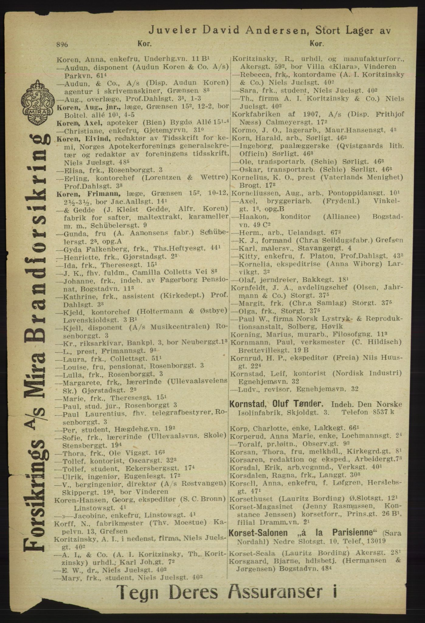 Kristiania/Oslo adressebok, PUBL/-, 1918, s. 921