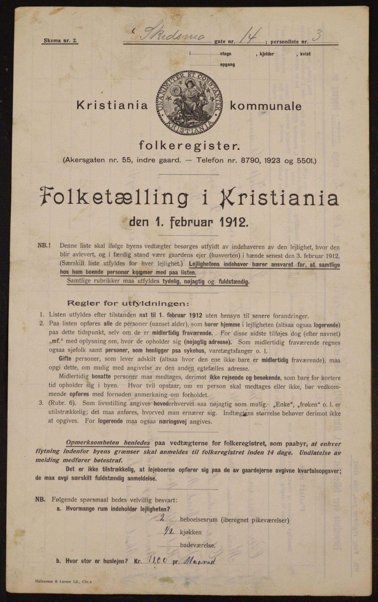 OBA, Kommunal folketelling 1.2.1912 for Kristiania, 1912, s. 95686