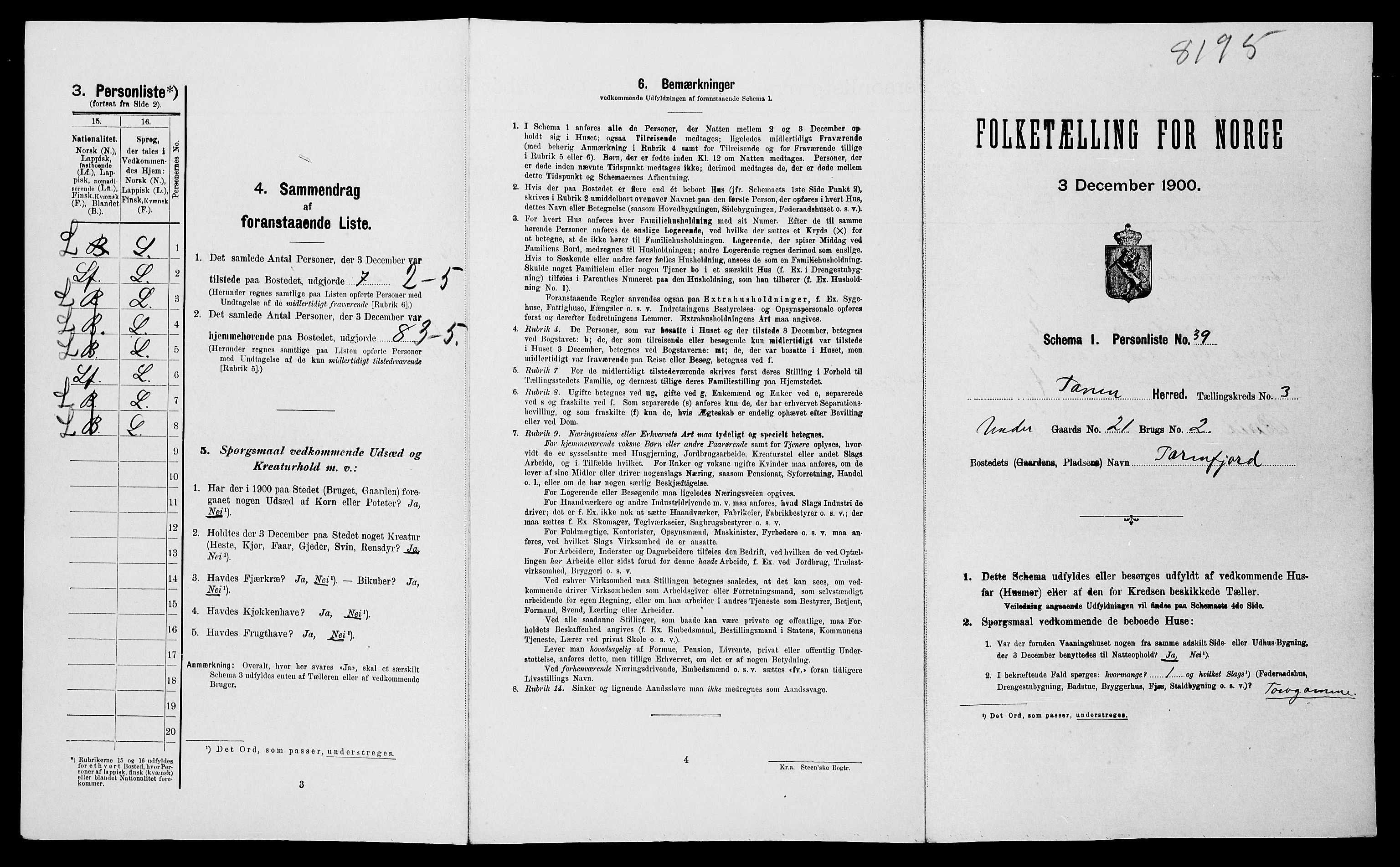 SATØ, Folketelling 1900 for 2025 Tana herred, 1900, s. 474