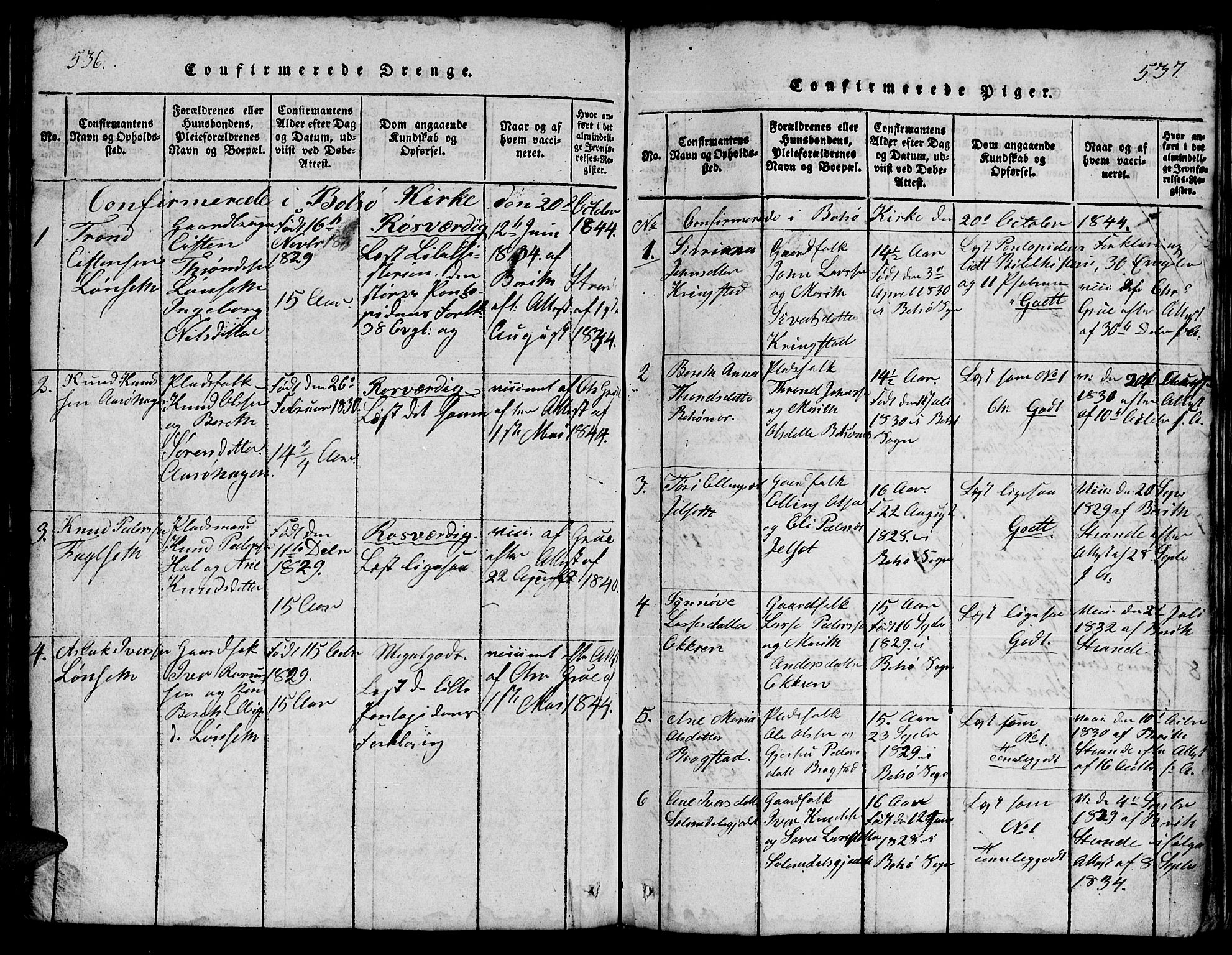 Ministerialprotokoller, klokkerbøker og fødselsregistre - Møre og Romsdal, AV/SAT-A-1454/555/L0665: Klokkerbok nr. 555C01, 1818-1868, s. 536-537