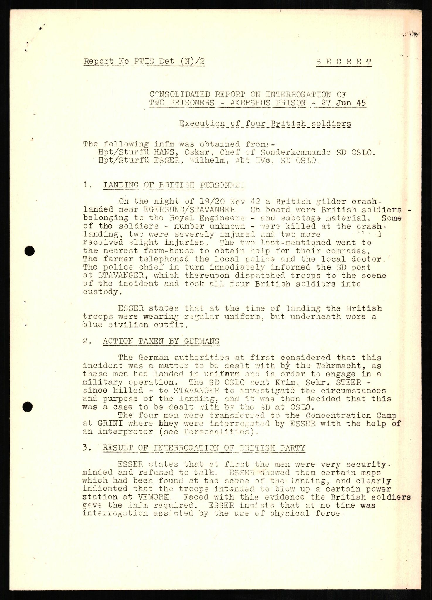 Forsvaret, Forsvarets overkommando II, RA/RAFA-3915/D/Db/L0007: CI Questionaires. Tyske okkupasjonsstyrker i Norge. Tyskere., 1945-1946, s. 259