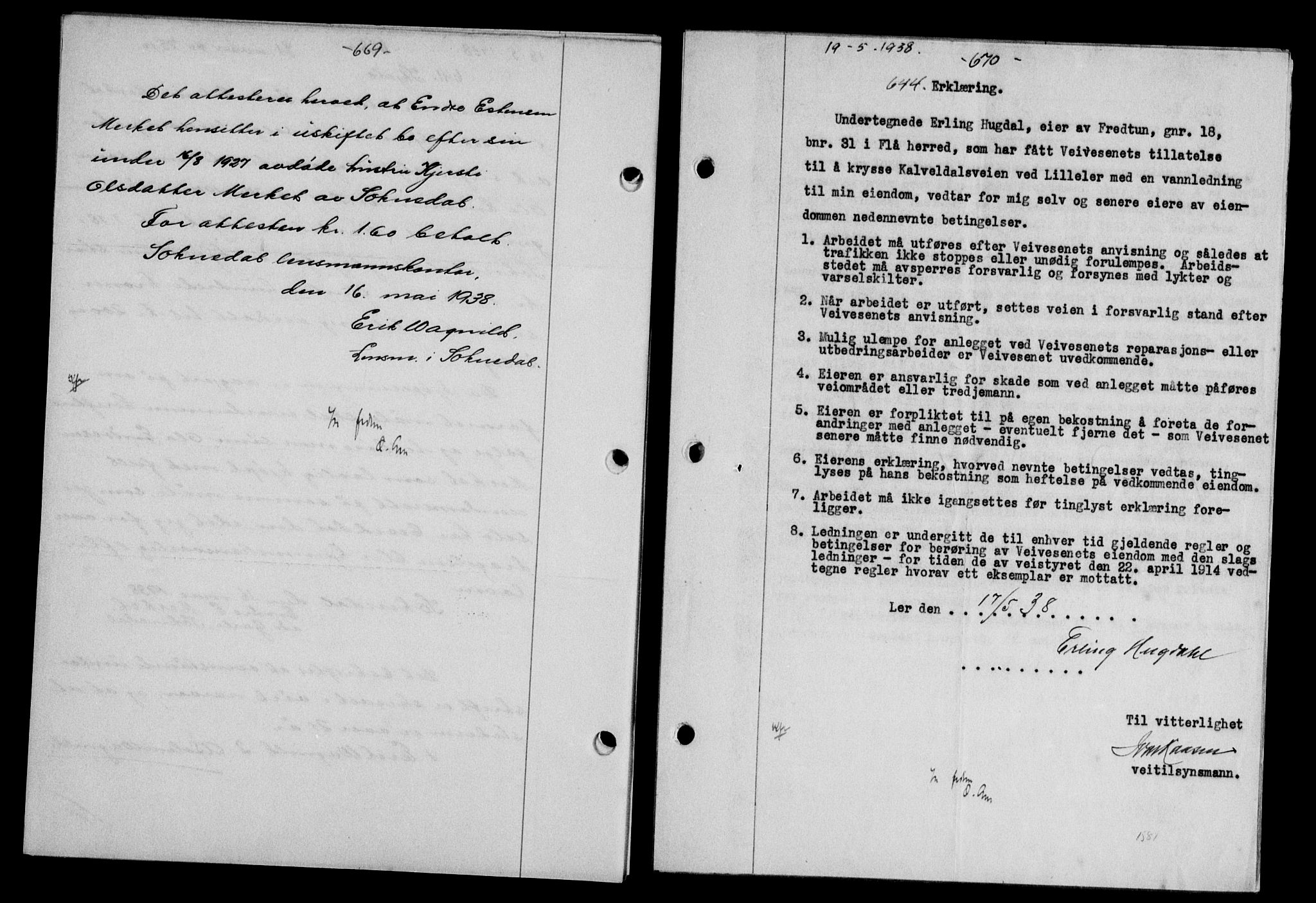 Gauldal sorenskriveri, SAT/A-0014/1/2/2C/L0048: Pantebok nr. 51-52, 1937-1938, s. 669-670, Dagboknr: 644/1938