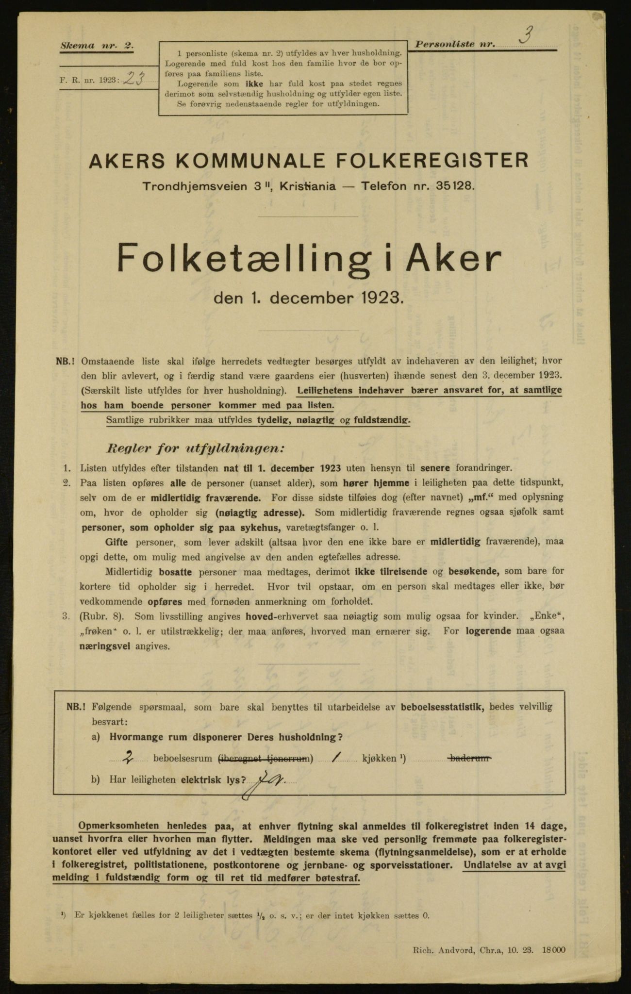 , Kommunal folketelling 1.12.1923 for Aker, 1923, s. 7582