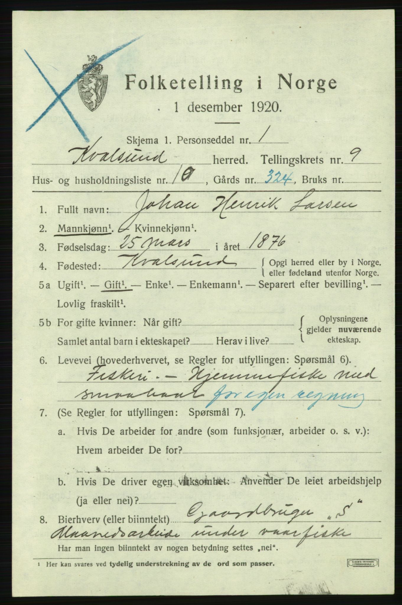 SATØ, Folketelling 1920 for 2017 Kvalsund herred, 1920, s. 2870