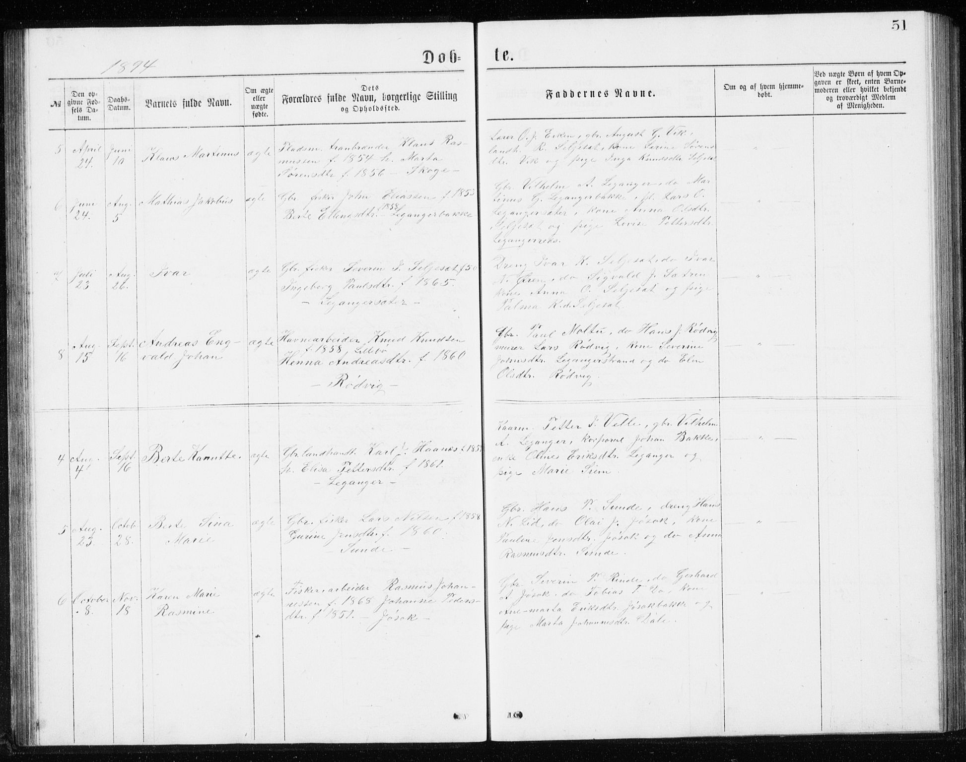 Ministerialprotokoller, klokkerbøker og fødselsregistre - Møre og Romsdal, SAT/A-1454/508/L0097: Klokkerbok nr. 508C01, 1873-1897, s. 51