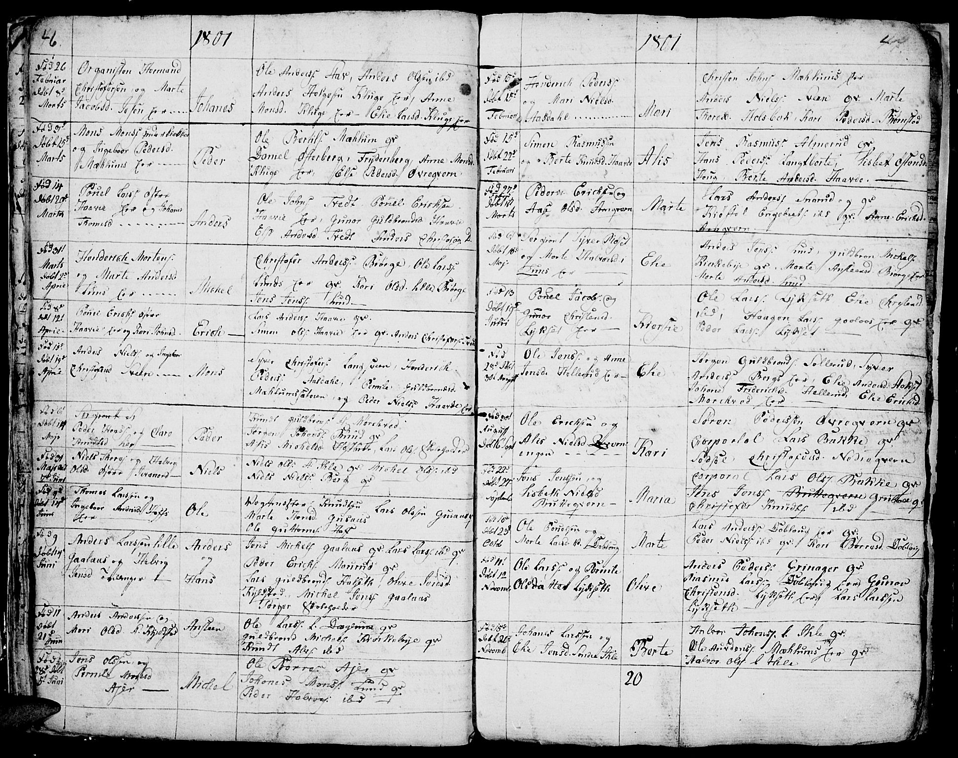 Vang prestekontor, Hedmark, AV/SAH-PREST-008/H/Ha/Hab/L0001: Klokkerbok nr. 1, 1792-1814, s. 46-47