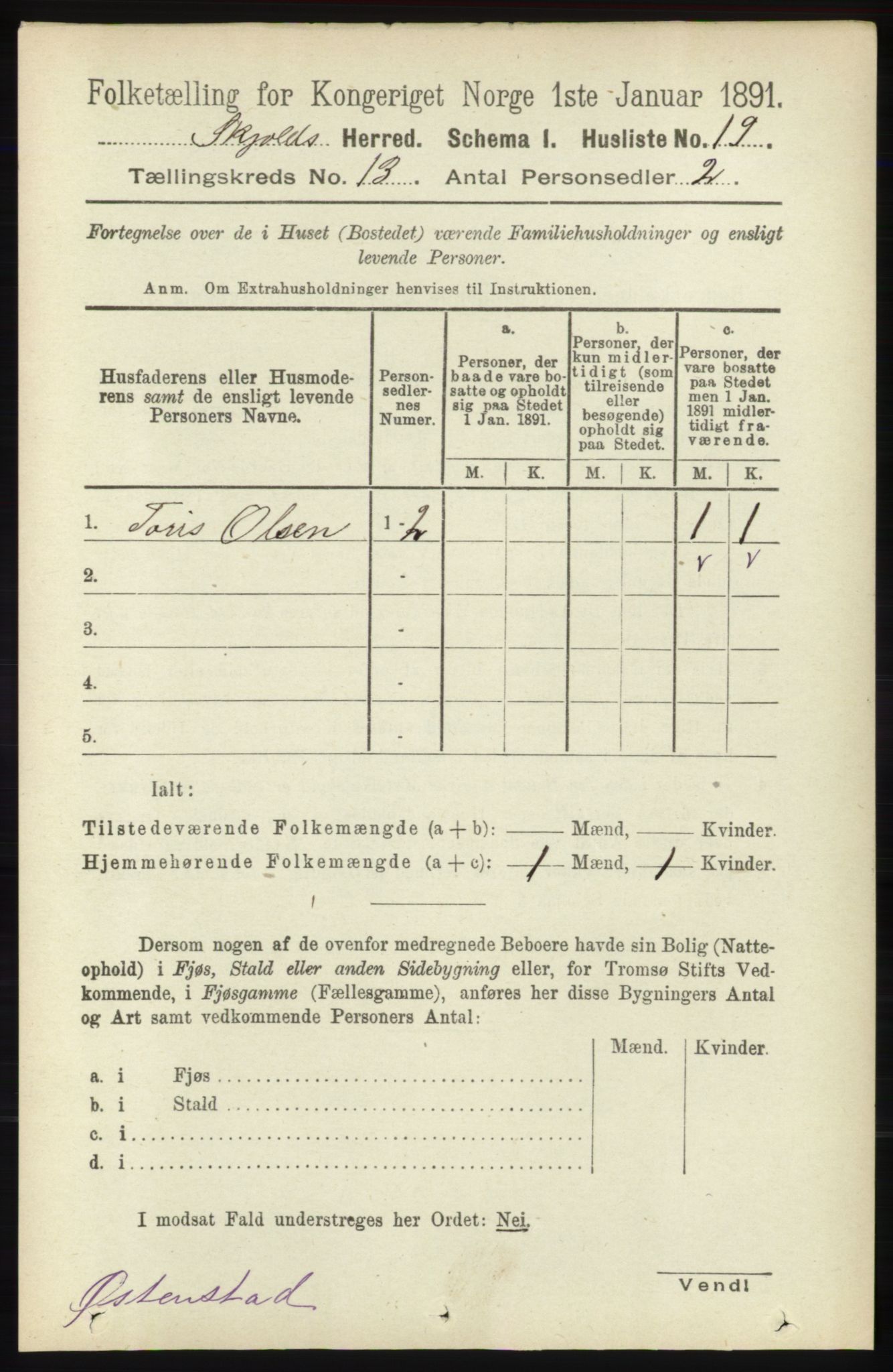 RA, Folketelling 1891 for 1154 Skjold herred, 1891, s. 2389