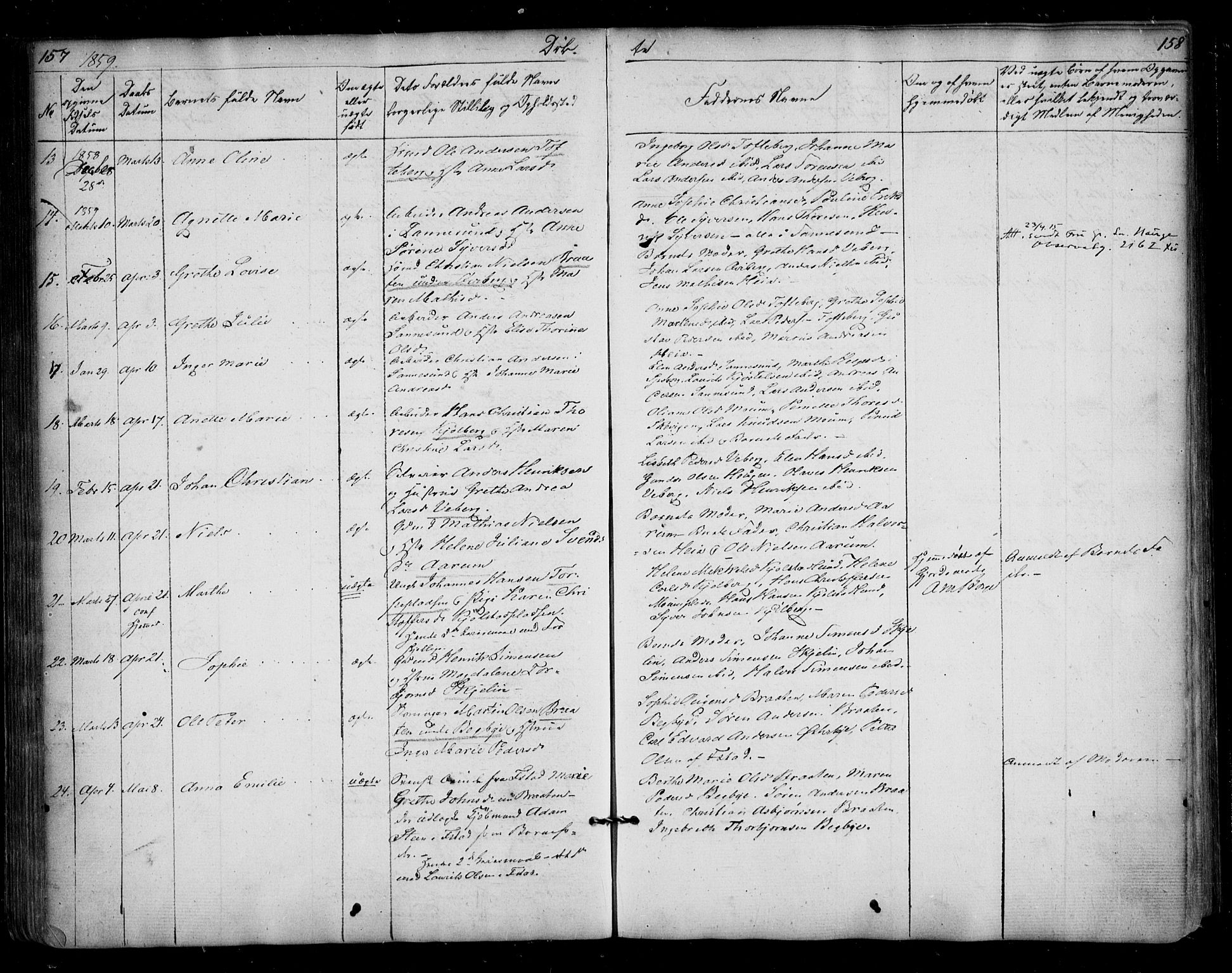 Borge prestekontor Kirkebøker, AV/SAO-A-10903/F/Fa/L0005: Ministerialbok nr. I 5, 1848-1860, s. 157-158