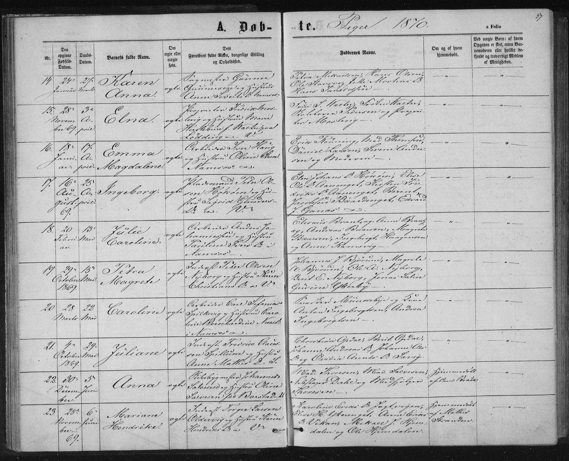 Ministerialprotokoller, klokkerbøker og fødselsregistre - Nord-Trøndelag, SAT/A-1458/768/L0570: Ministerialbok nr. 768A05, 1865-1874, s. 57