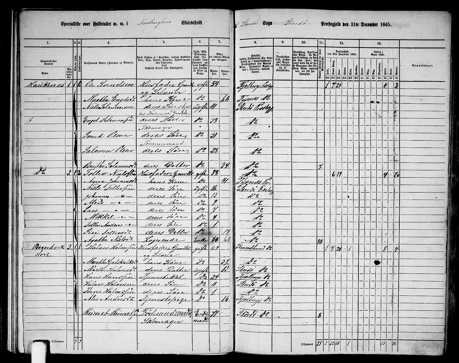 RA, Folketelling 1865 for 1221P Stord prestegjeld, 1865, s. 15